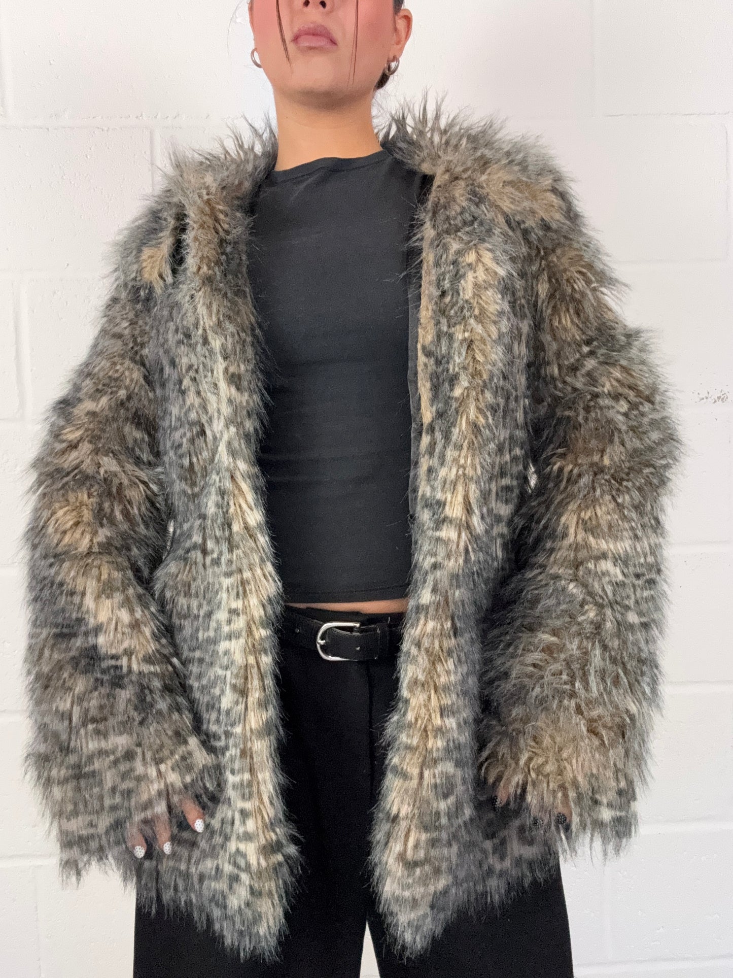 Jane Norman Faux Fur Leopard Jacket (UK8)