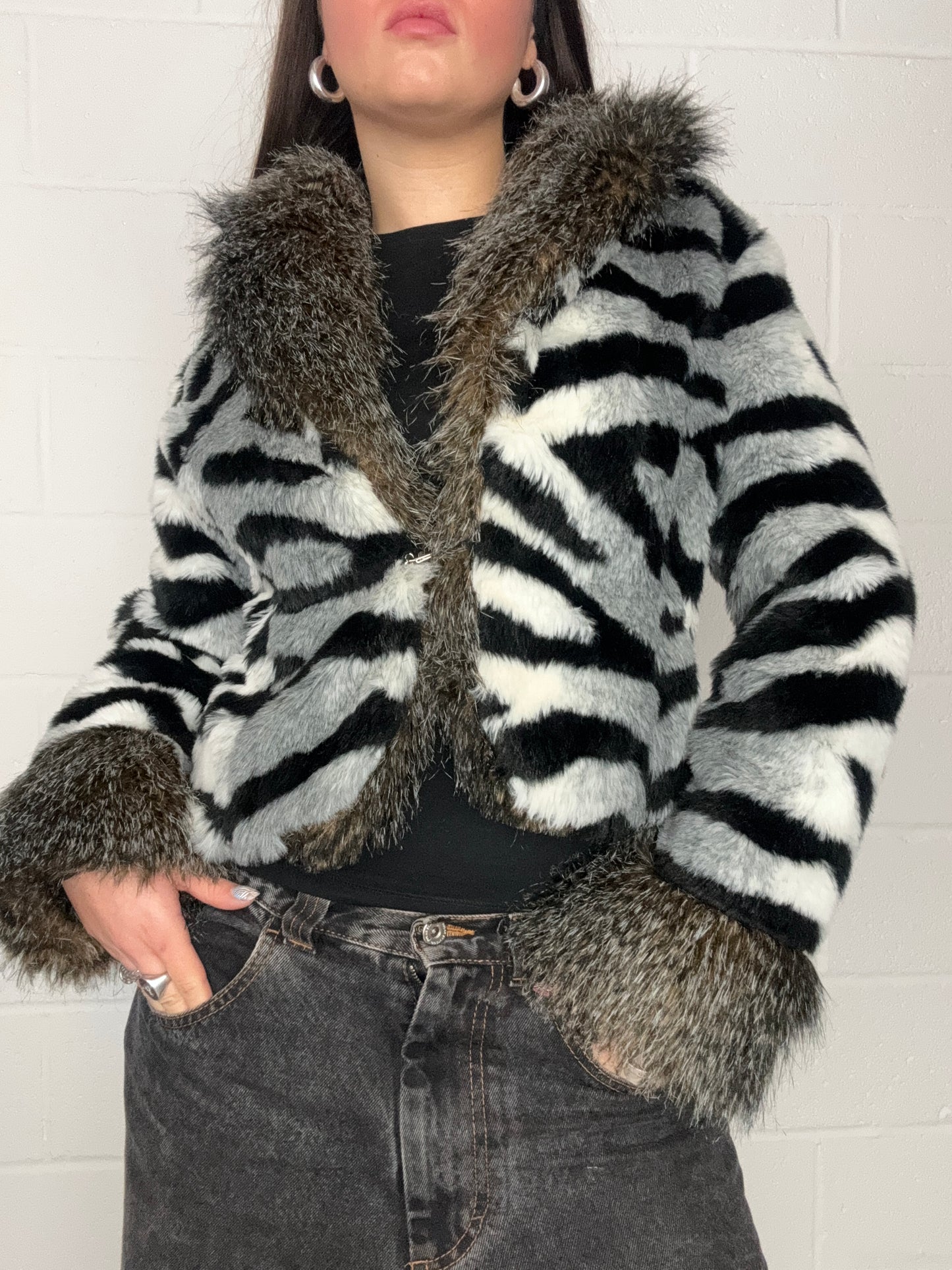 Zebra Faux Fur Jacket