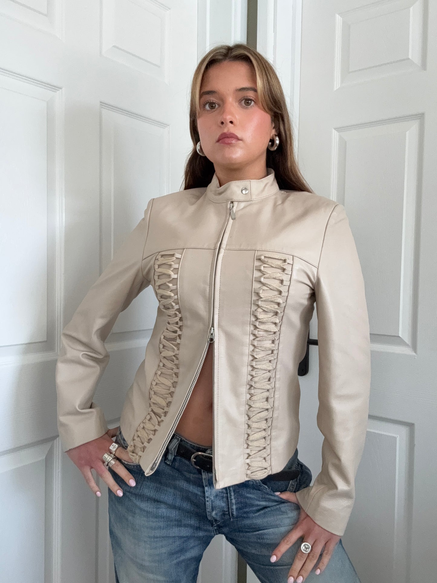 Leather Corset Style Jacket (UK10)