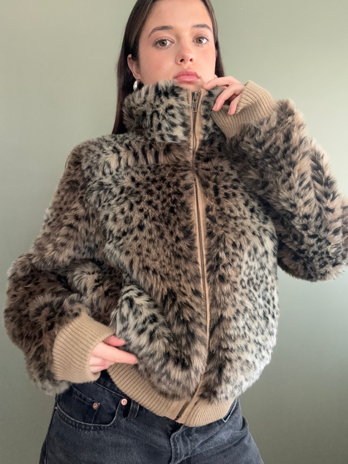 Faux Fur Leopard Jacket (UK14)