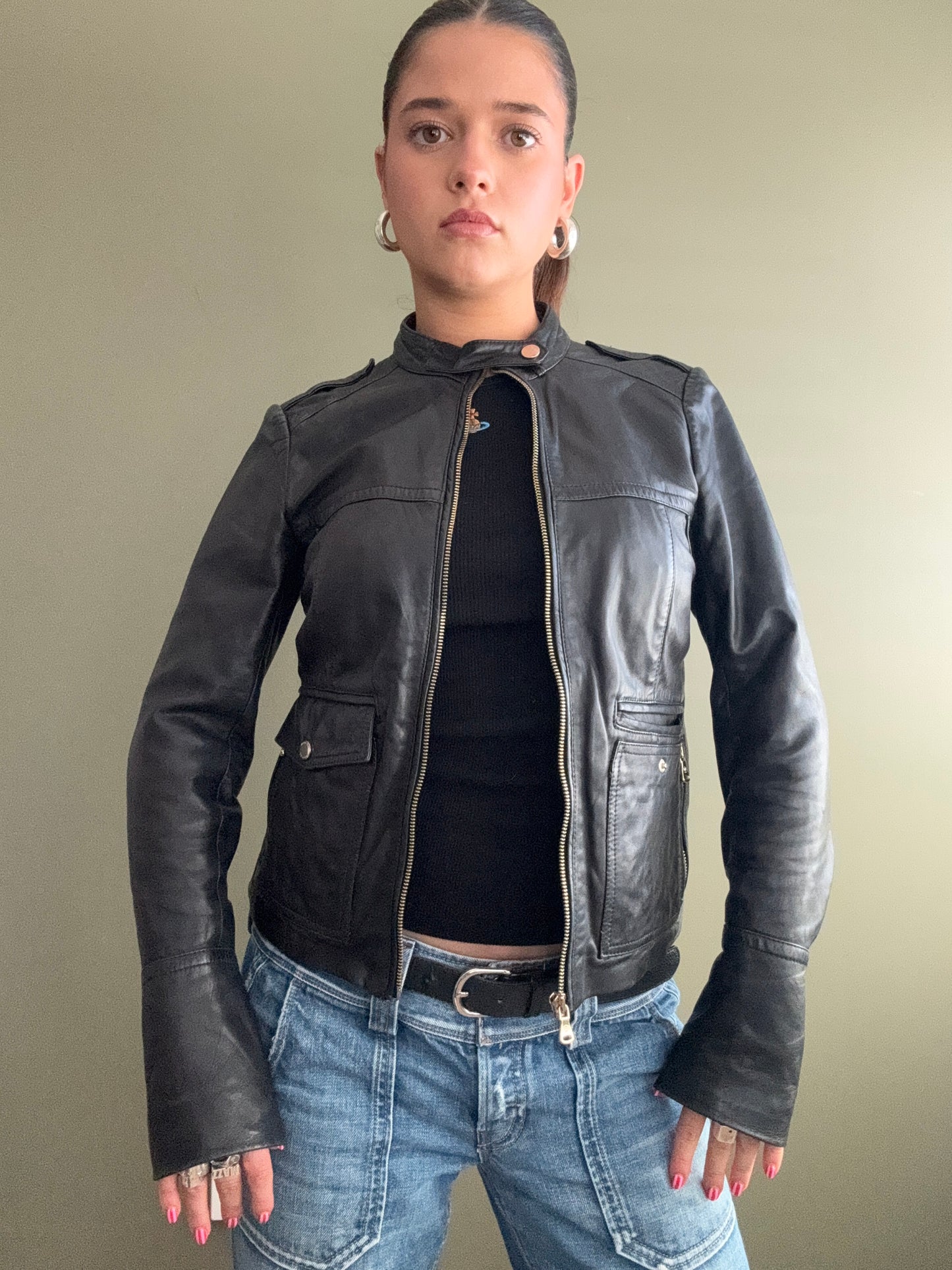 Massimo Dutti Leather Jacket (S)