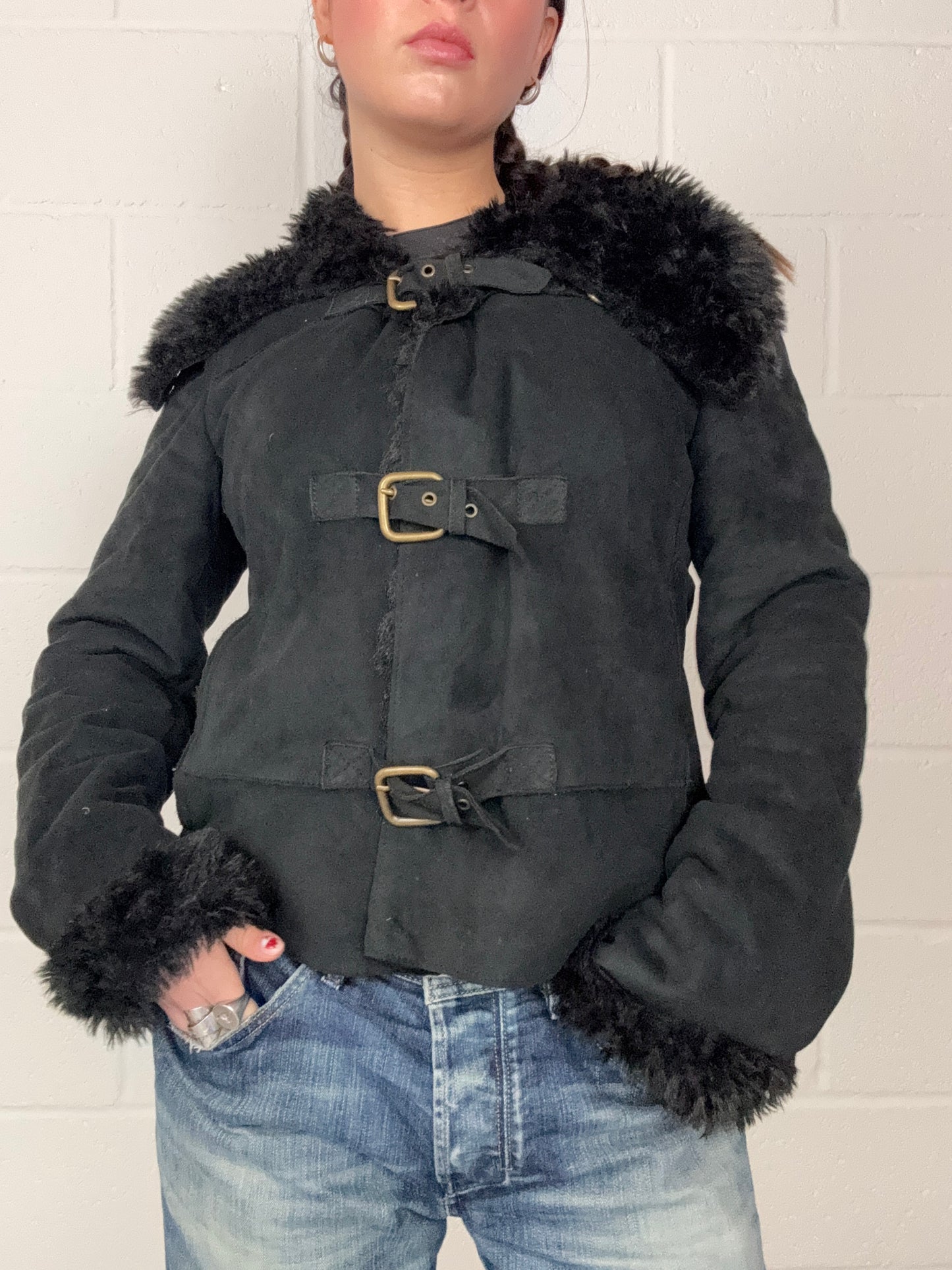 Armani Faux Fur Buckle Jacket (UK12)