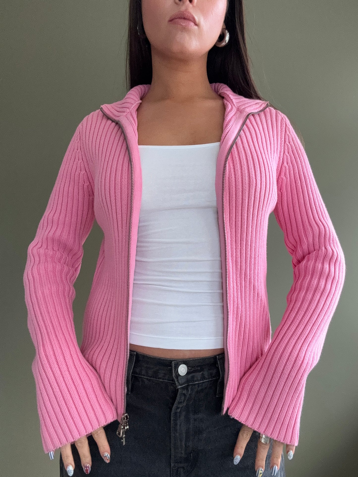 Pink Ralph Lauren Double Zip Jumper (M)