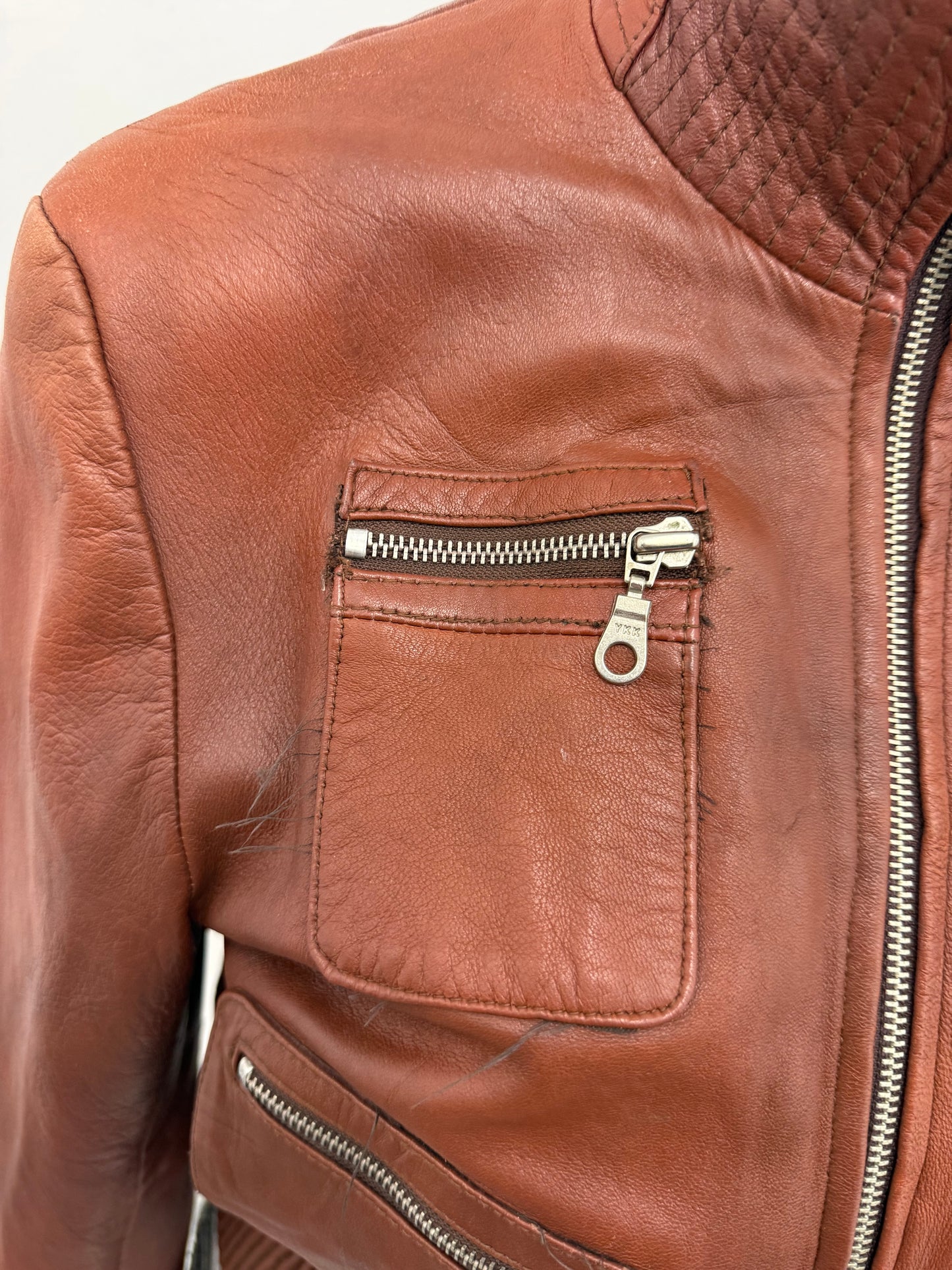 Leather Cargo Jacket (L)