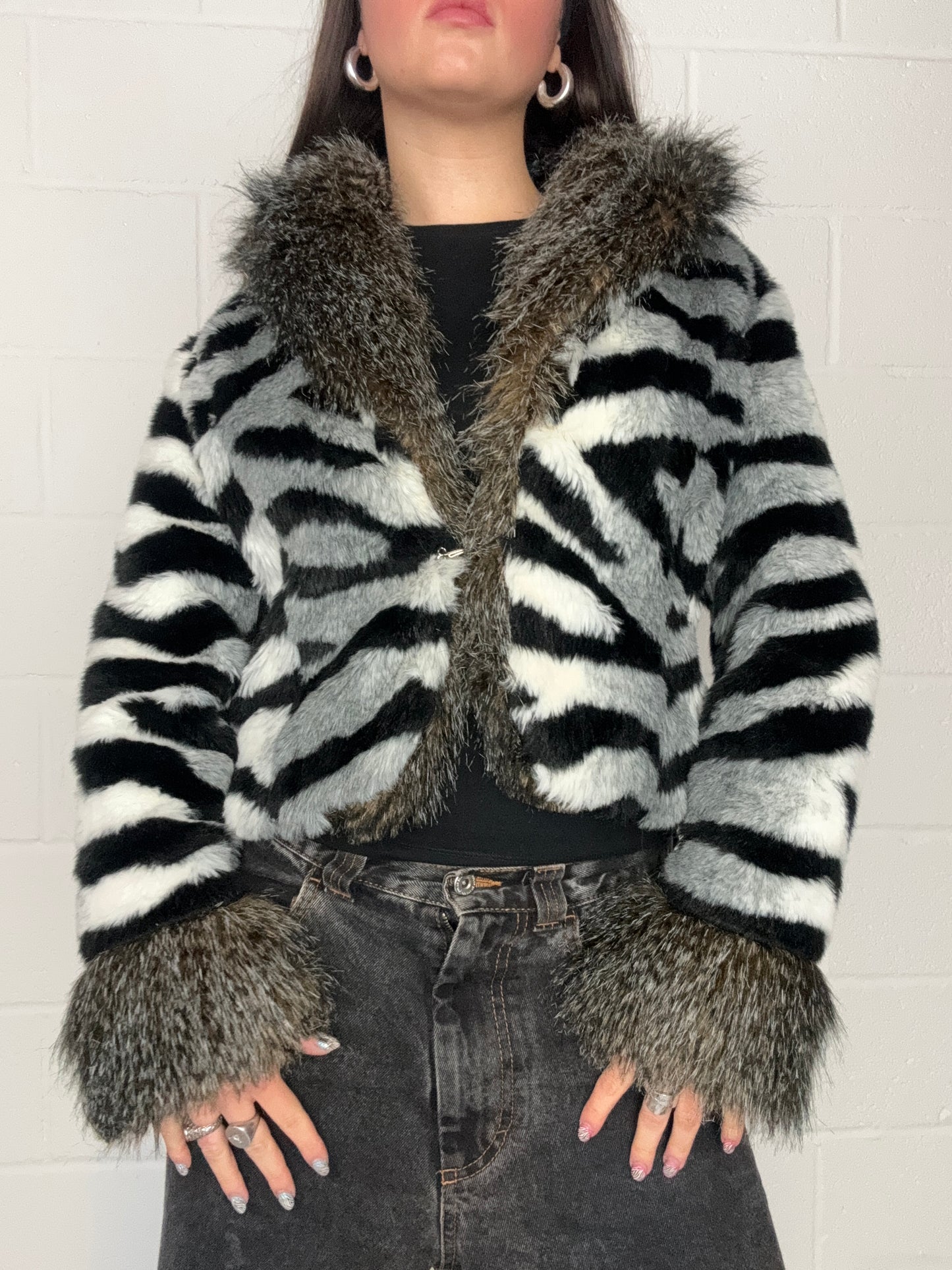 Zebra Faux Fur Jacket