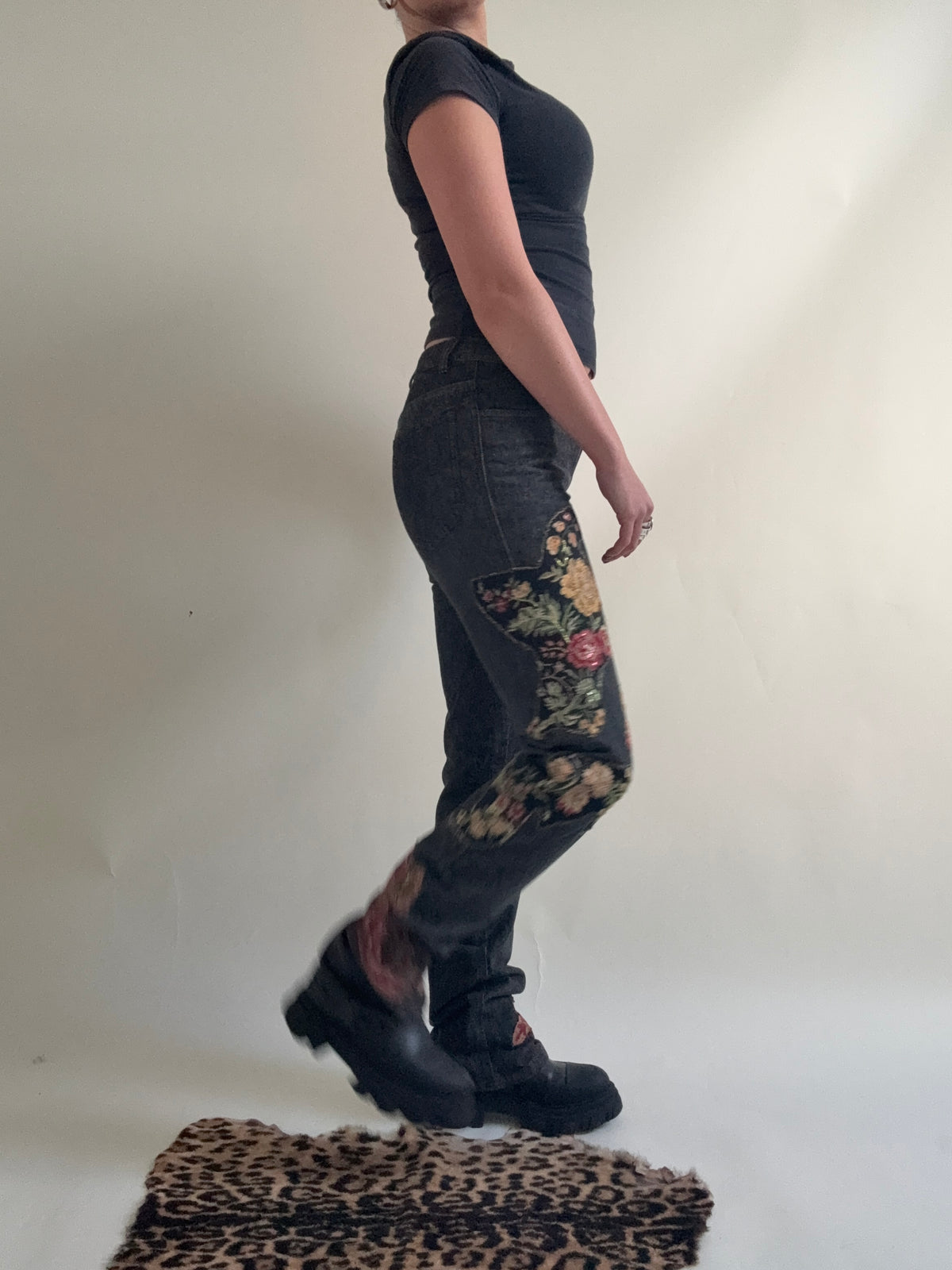 Morgan De Toi Embroidered Patchwork Jeans (S)
