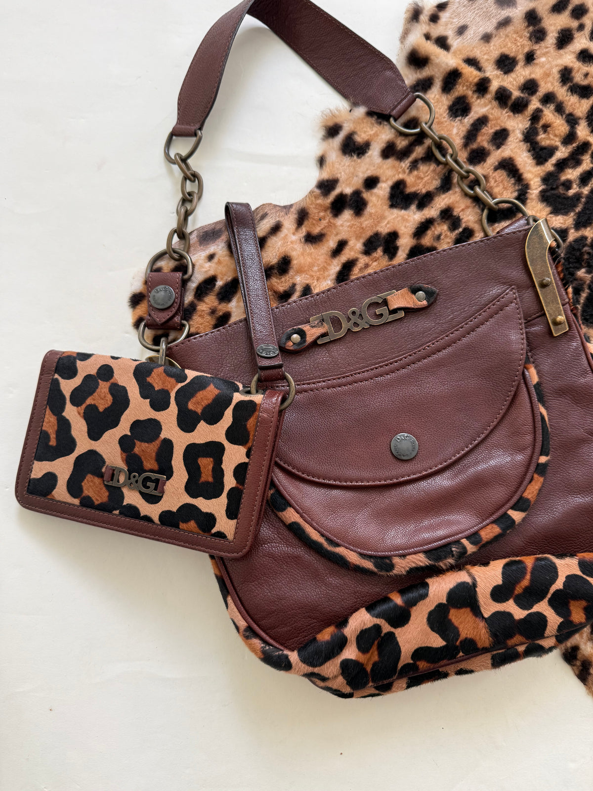 Dolce & Gabbana Leopard Leather Shoulder Bag & Purse