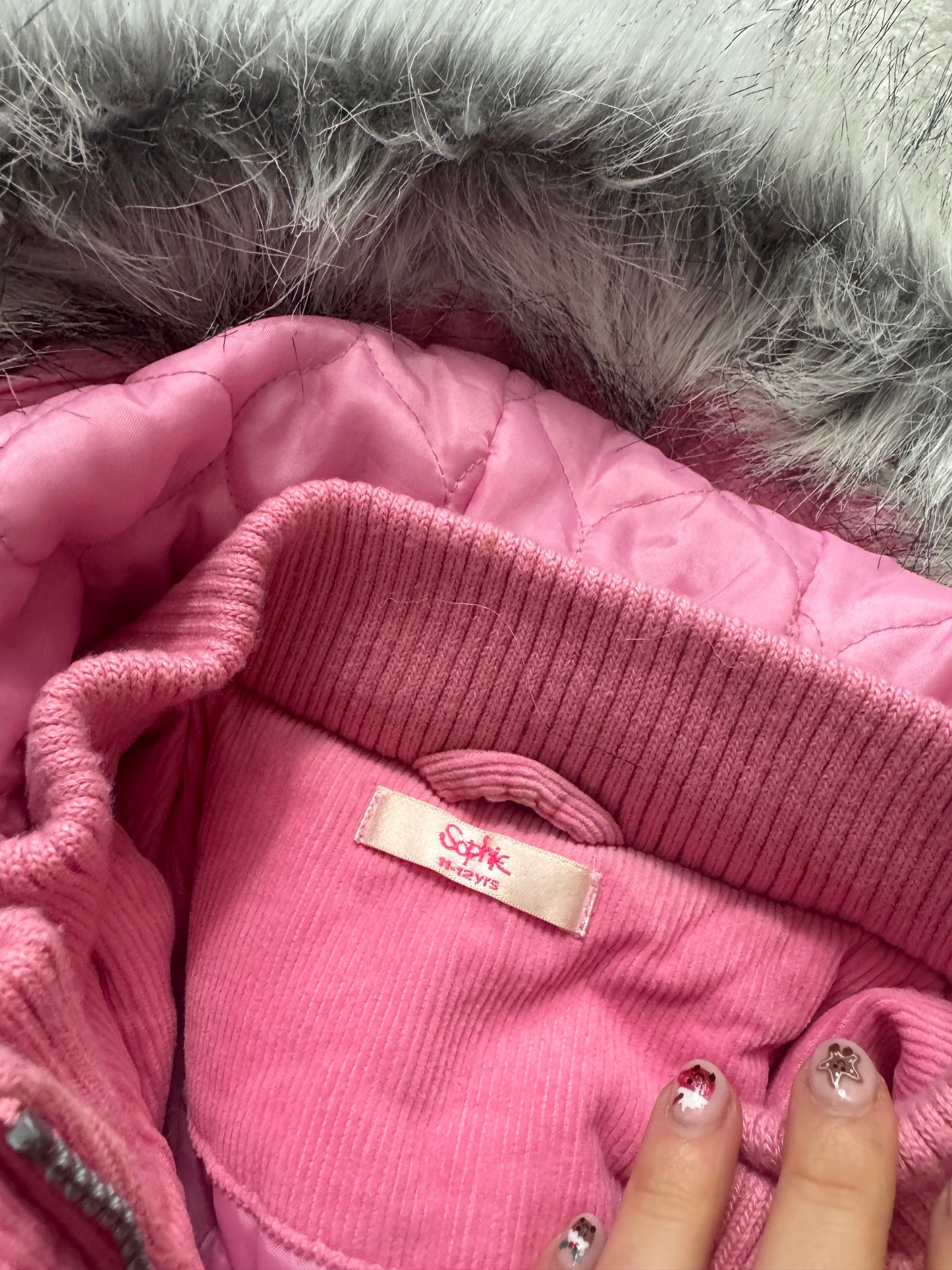 Pink Corduroy Bomber Jacket (XS)