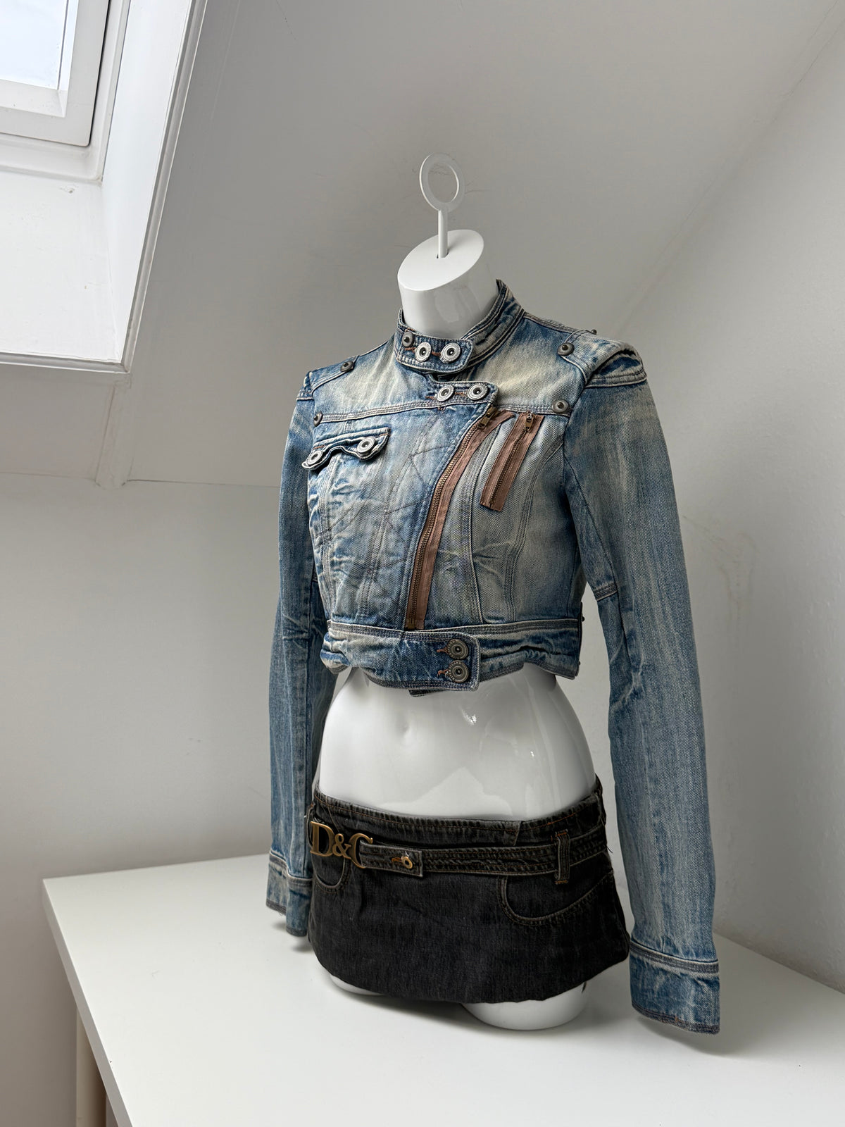 Cropped Denim Utility Jacket (UK12)