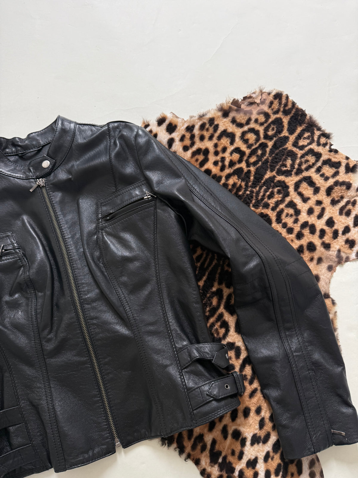 Vintage Fitted Leather Buckle Jacket (UK12)