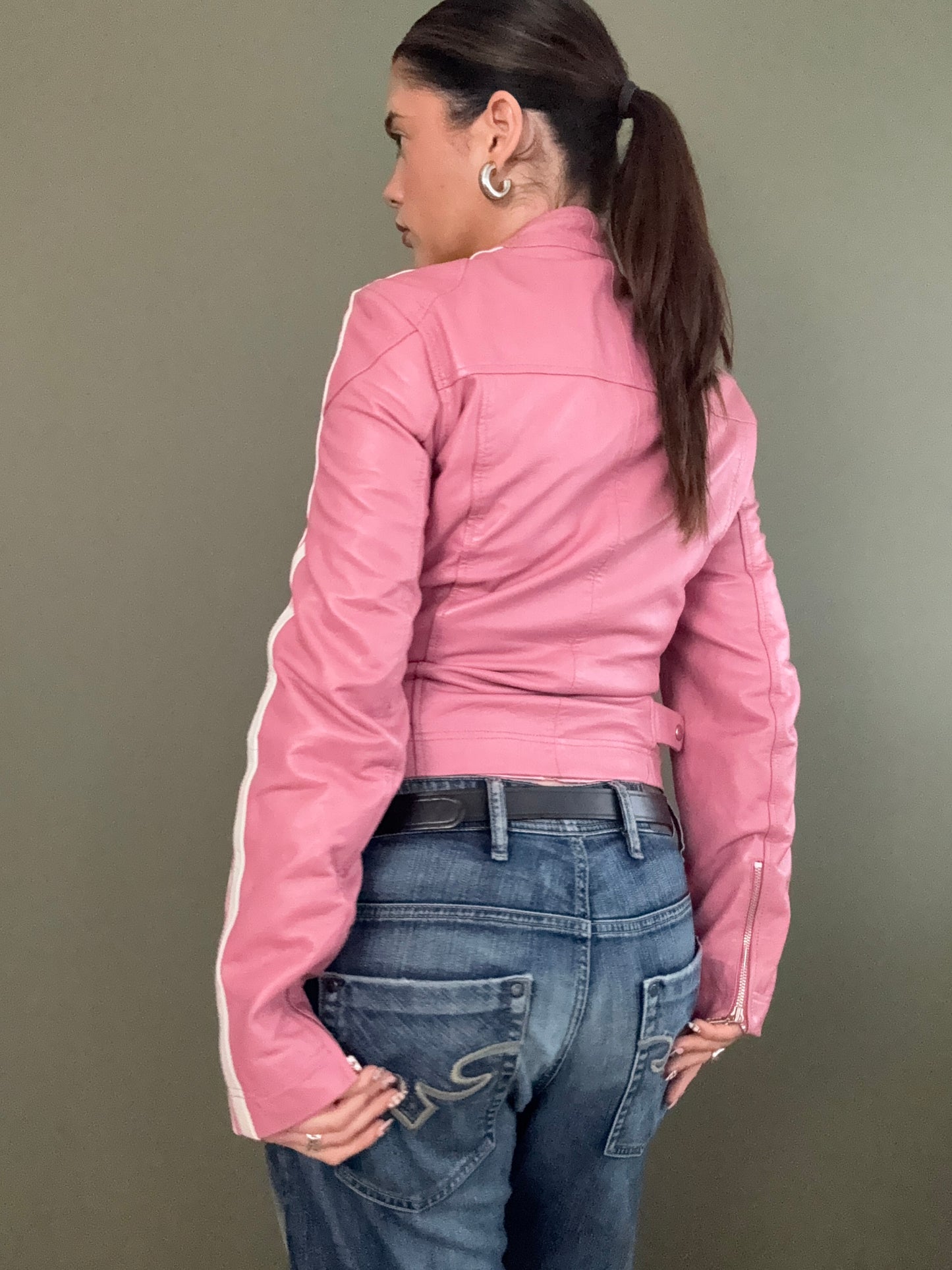Pink Leather Jacket (UK10)