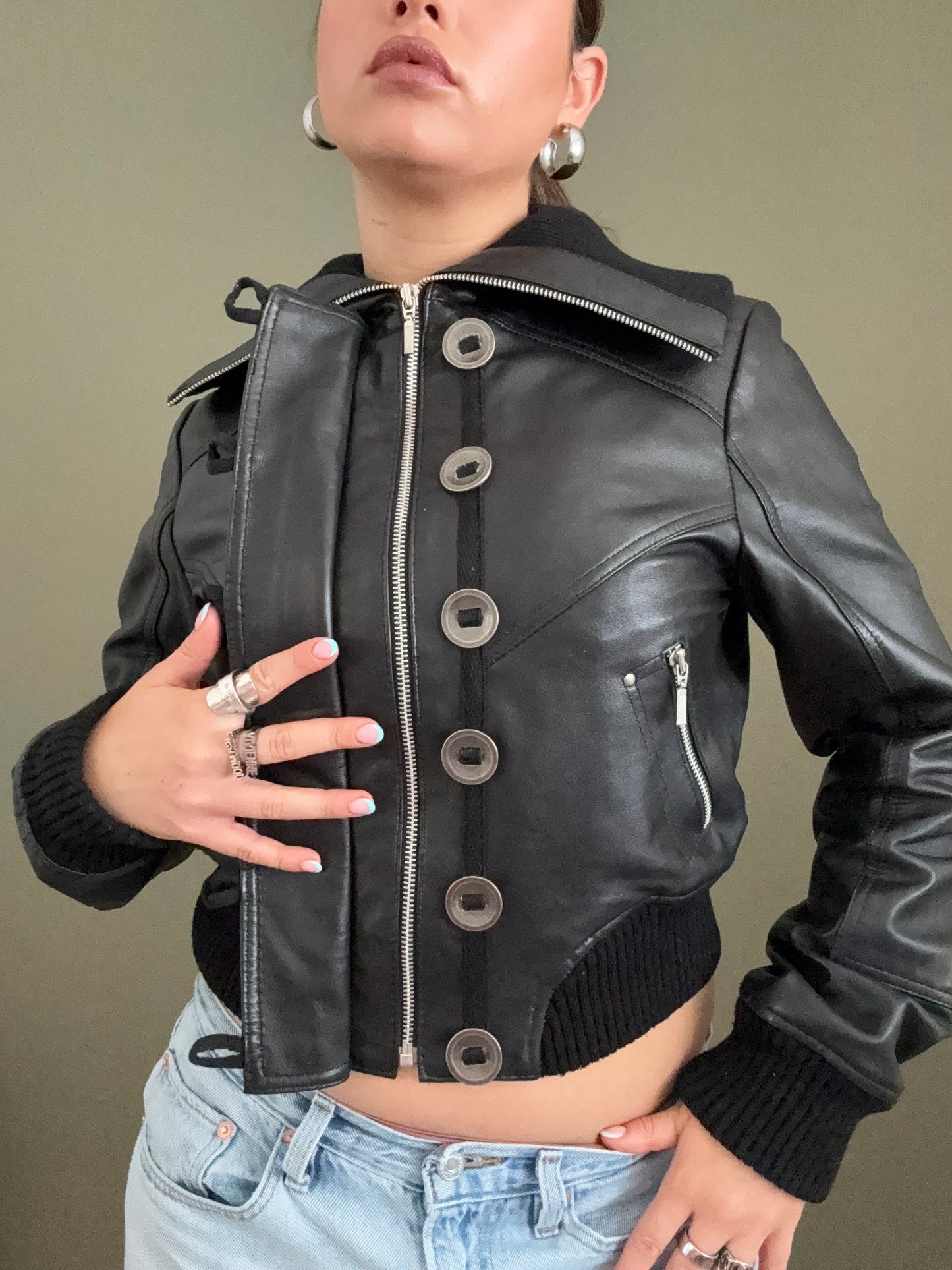 Aviatrix Leather Bomber Jacket (L)