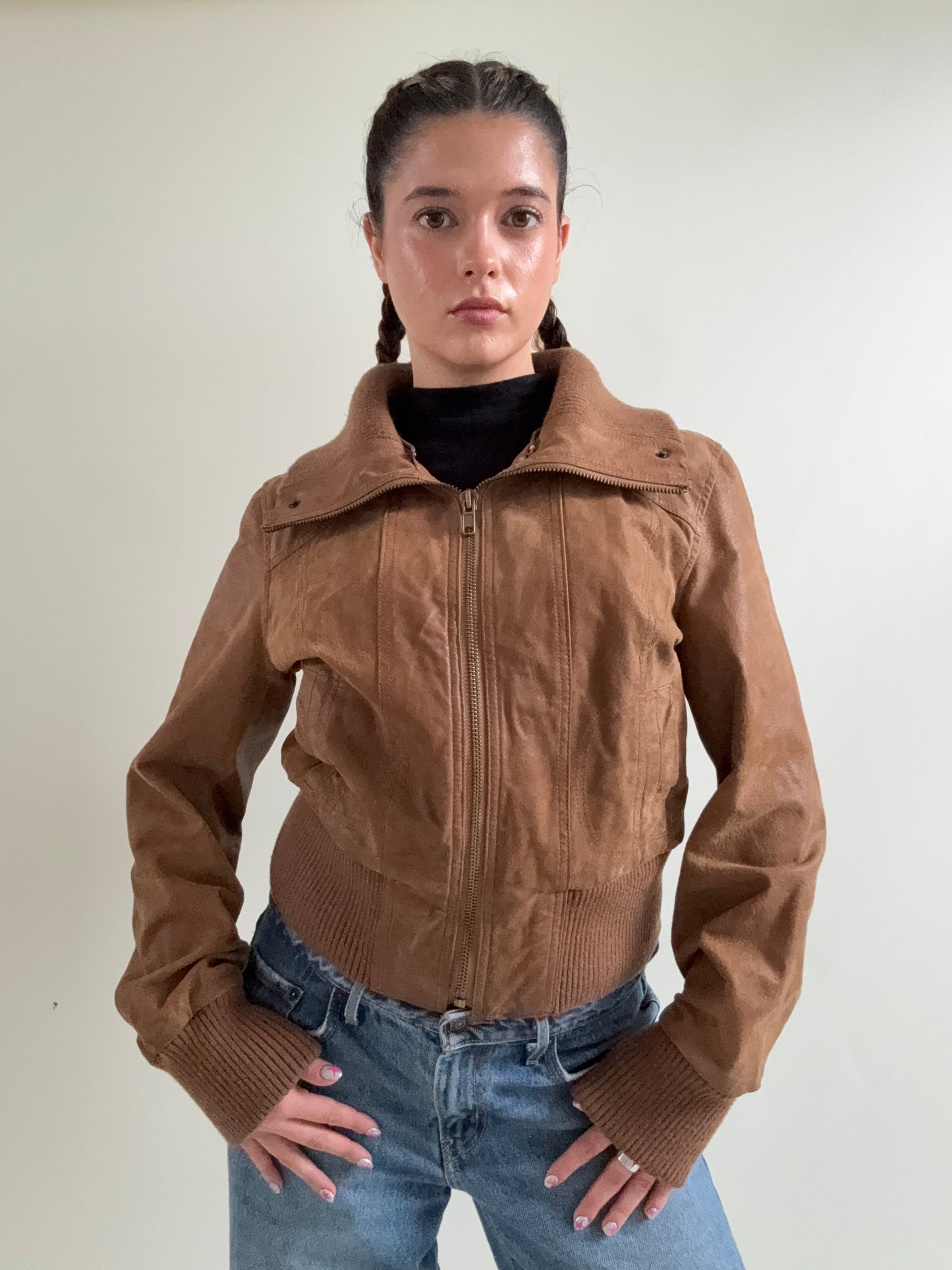 Leather Bomber Jacket (UK16)
