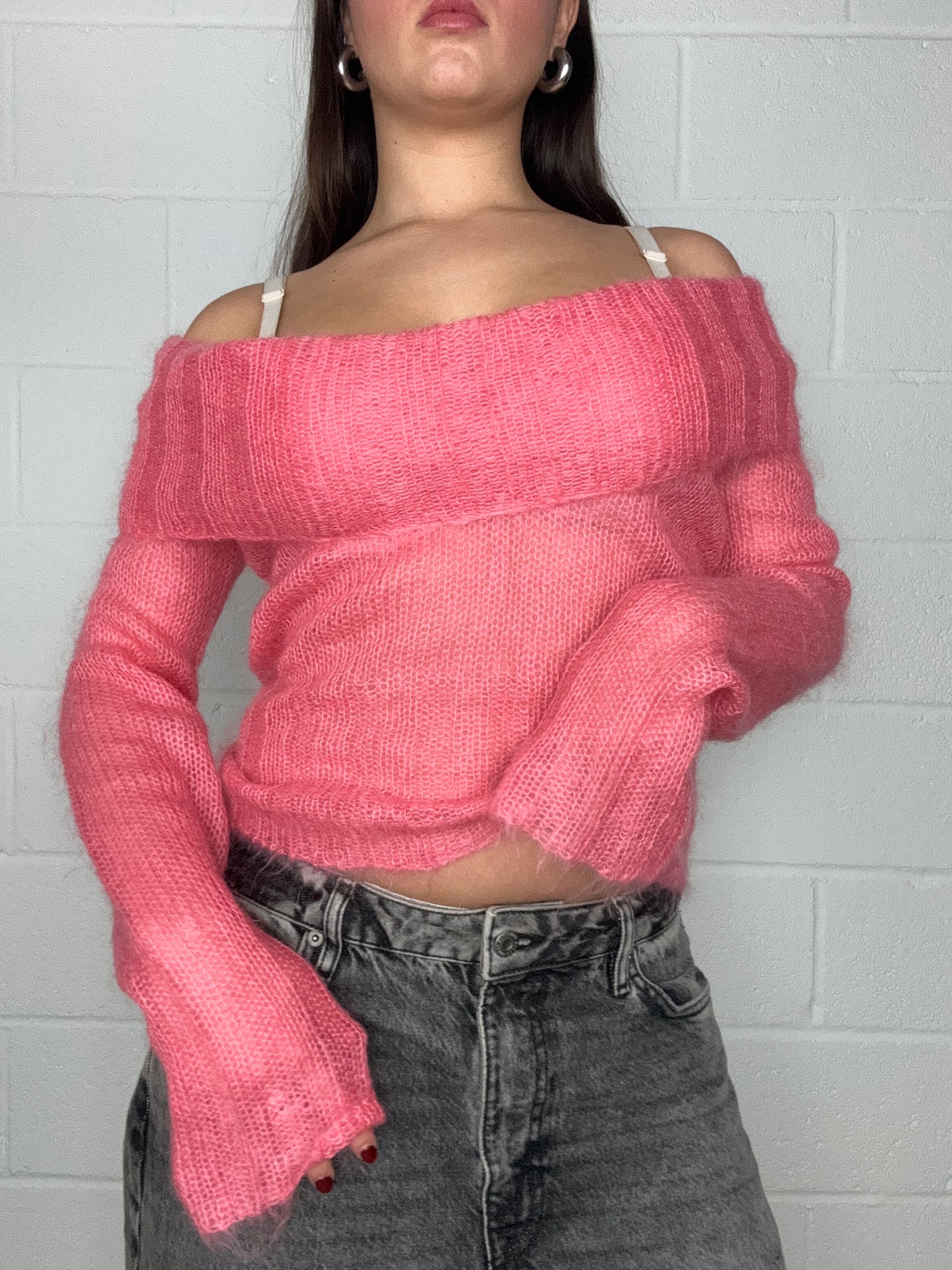 French Connection Pink Mohair Jumper (S)