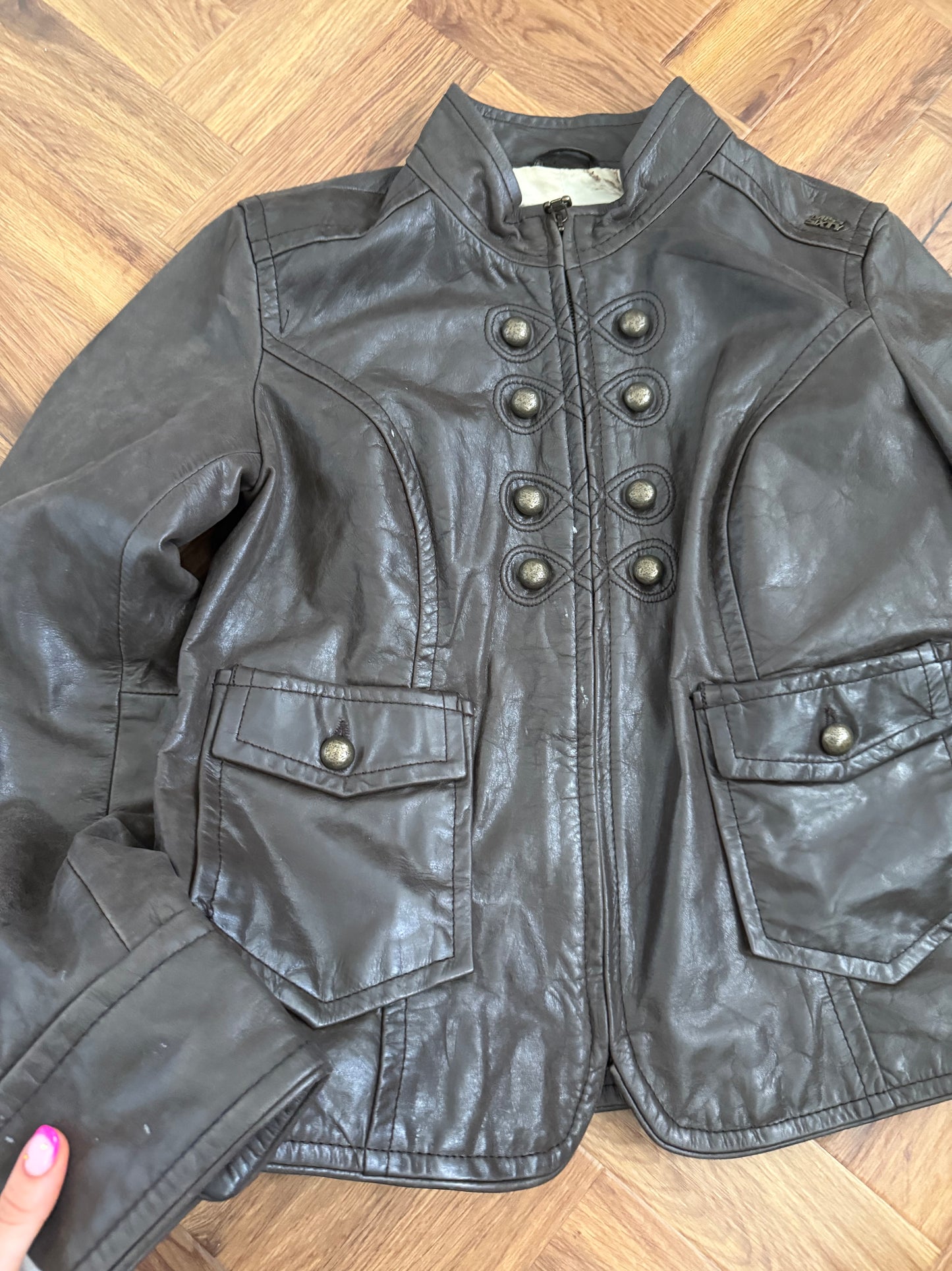 Miss Sixty Leather Military Jacket (M)