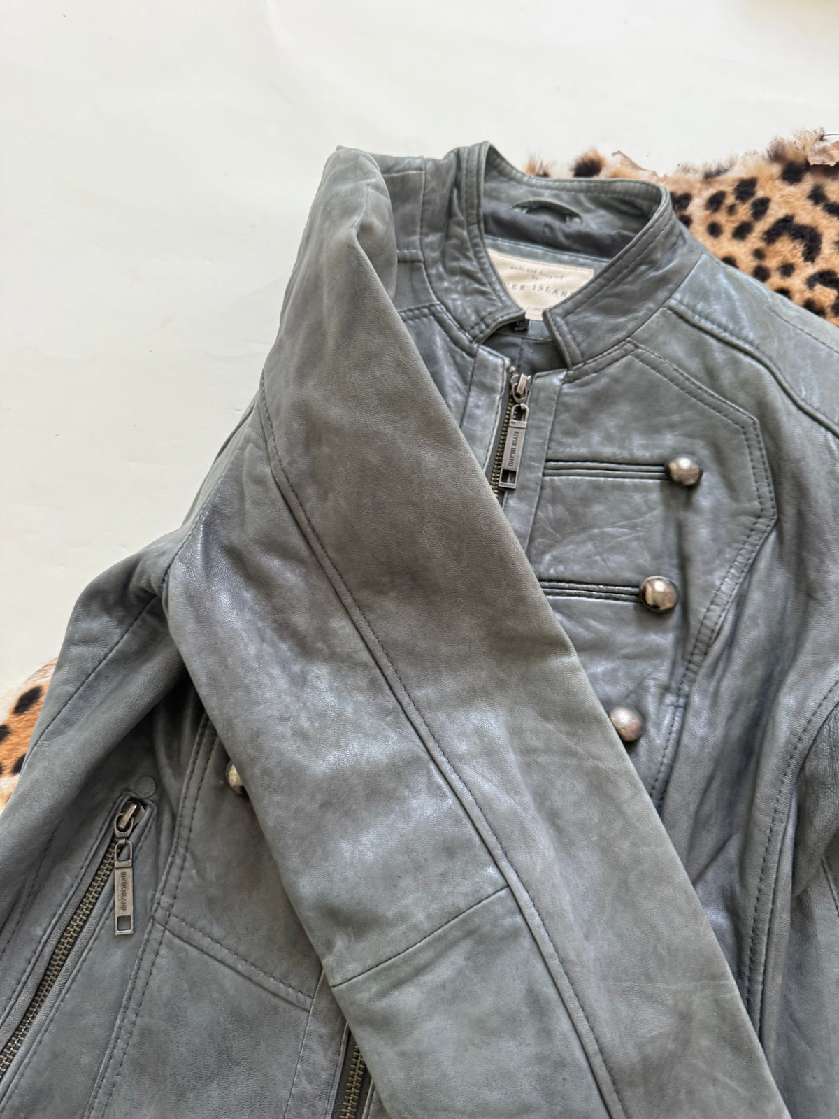 Vintage Leather Military Jacket (UK12)