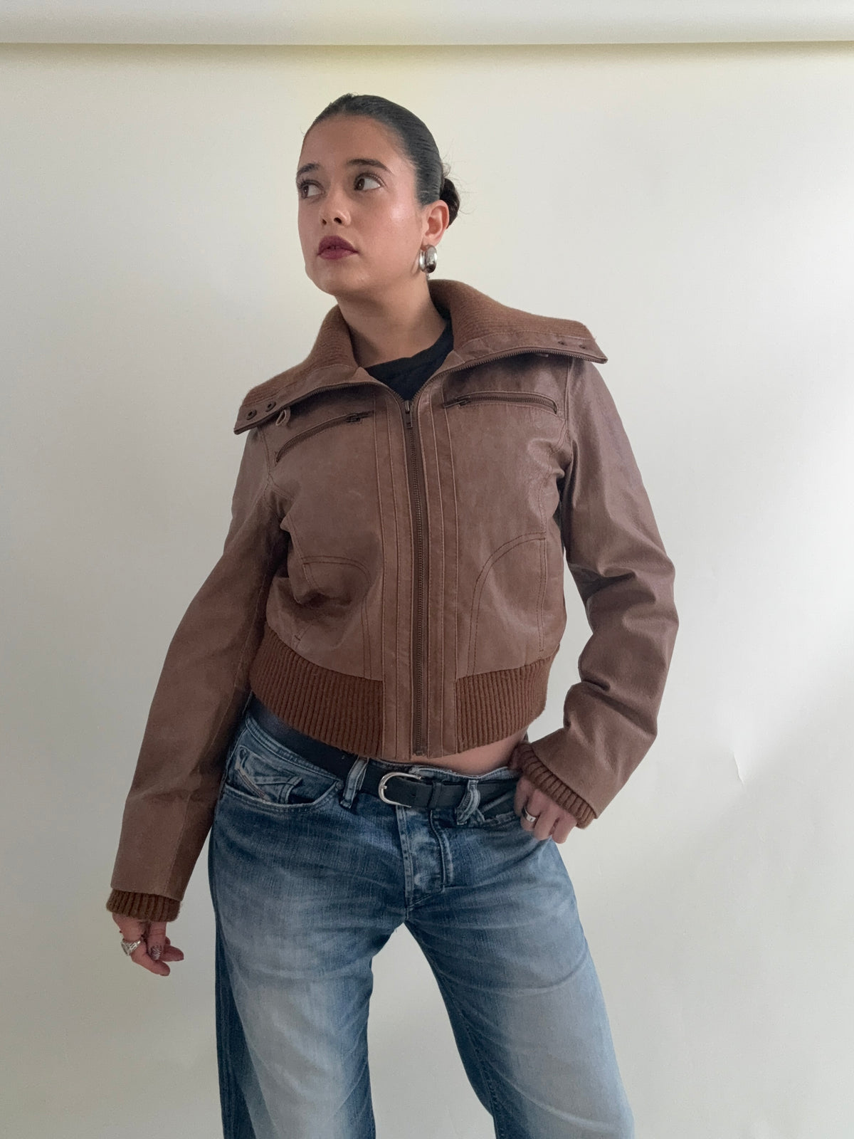 Leather Bomber Jacket (UK14)