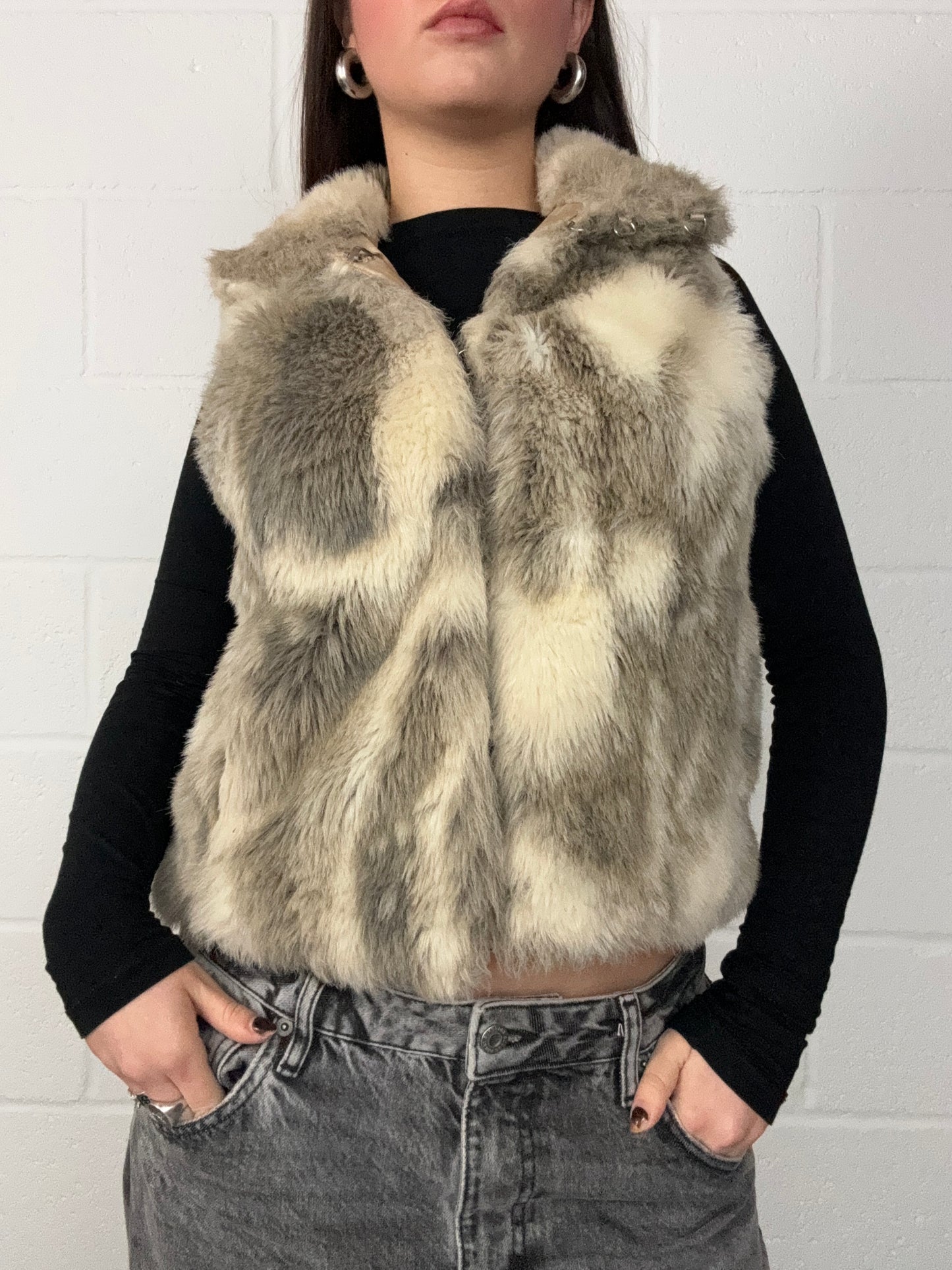 Faux Fur Patchwork Gilet (UK10)