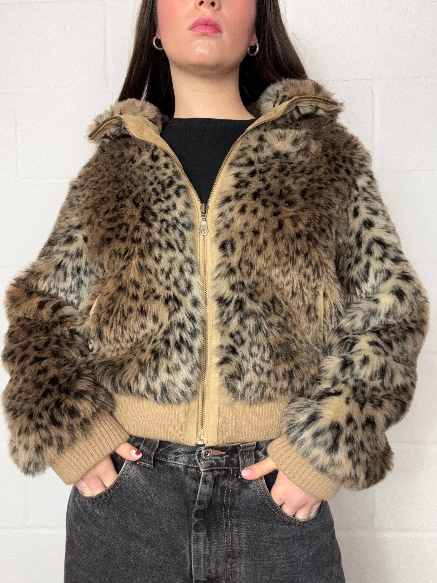 Leopard Print Faux Fur Jacket (UK14)