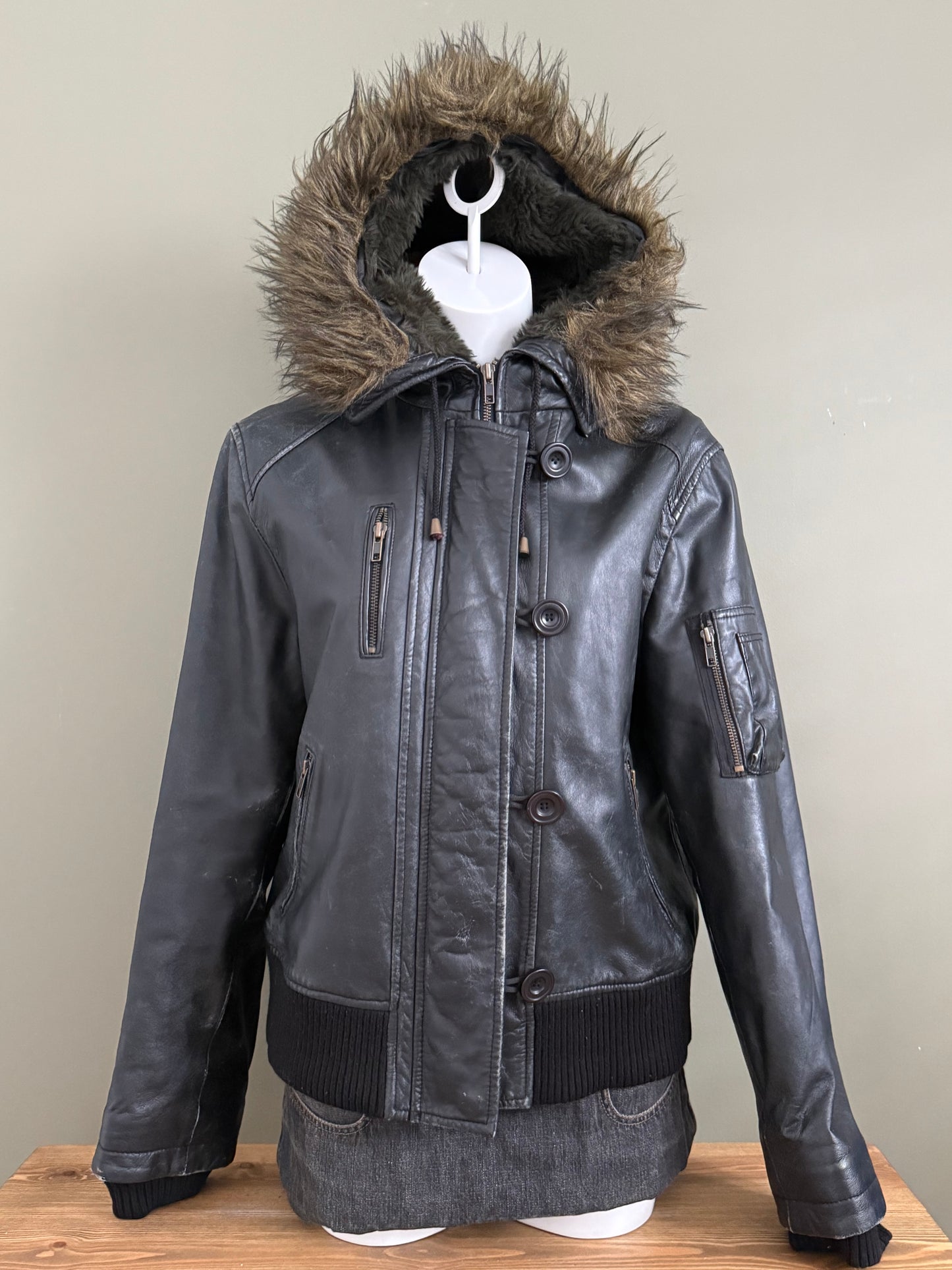 Joe Browns Leather Utility Jacket (UK18)