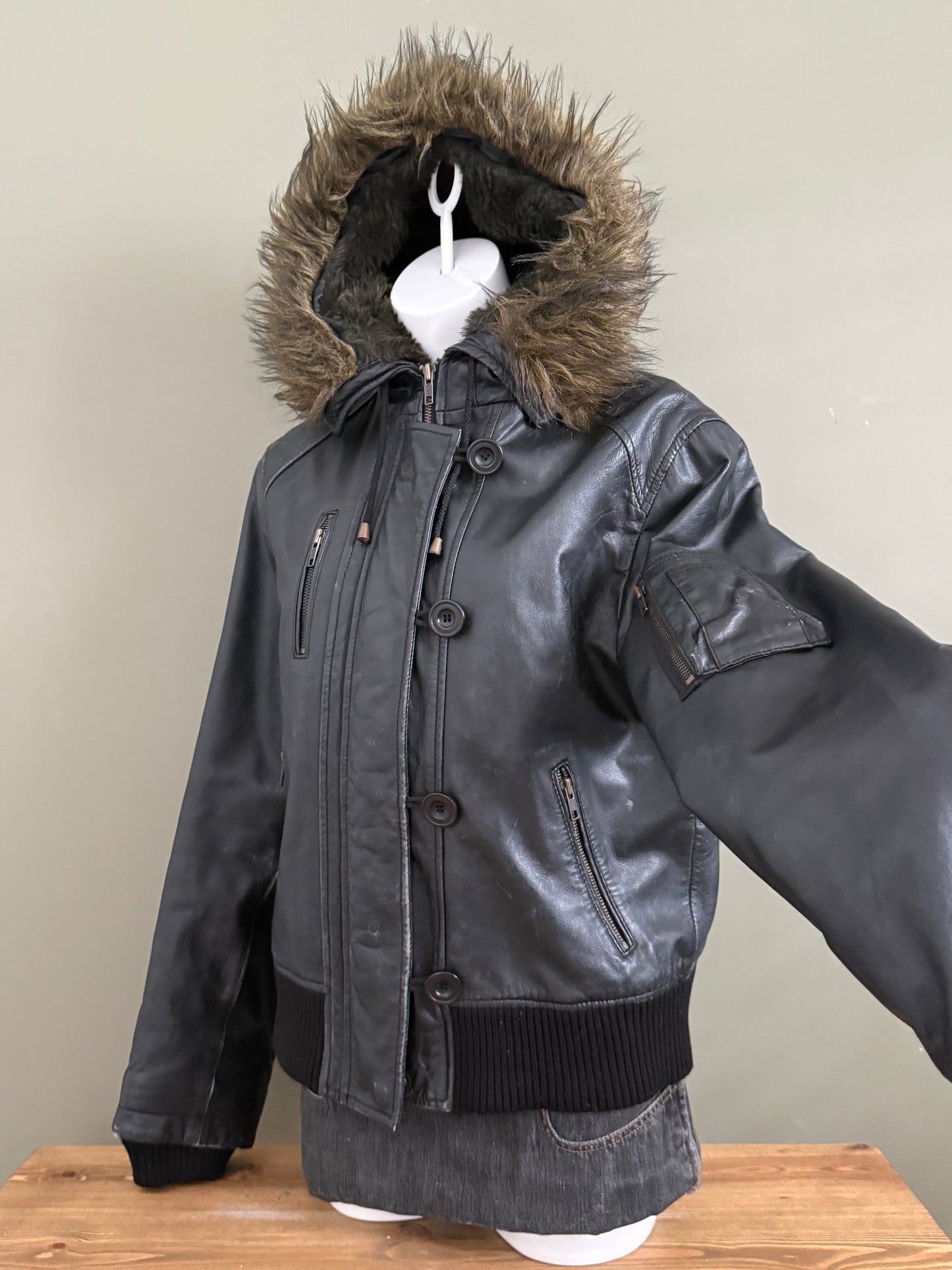 Joe Browns Leather Utility Jacket (UK18)