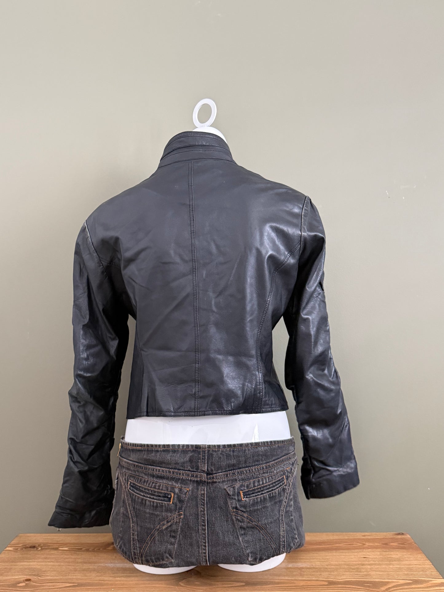 Leather Ruched Jacket (UK14)