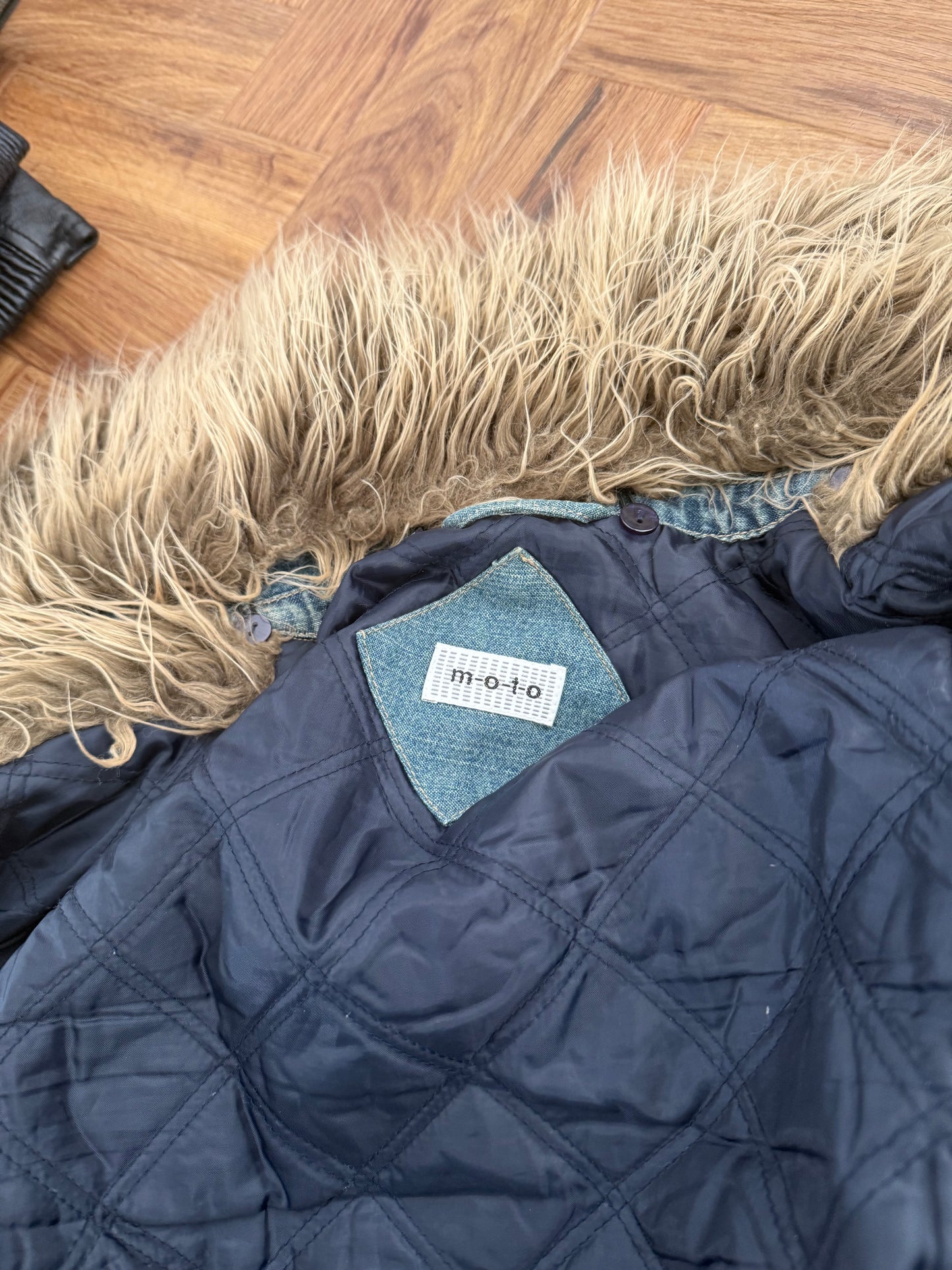 Denim Faux Fur Jacket (UK8)