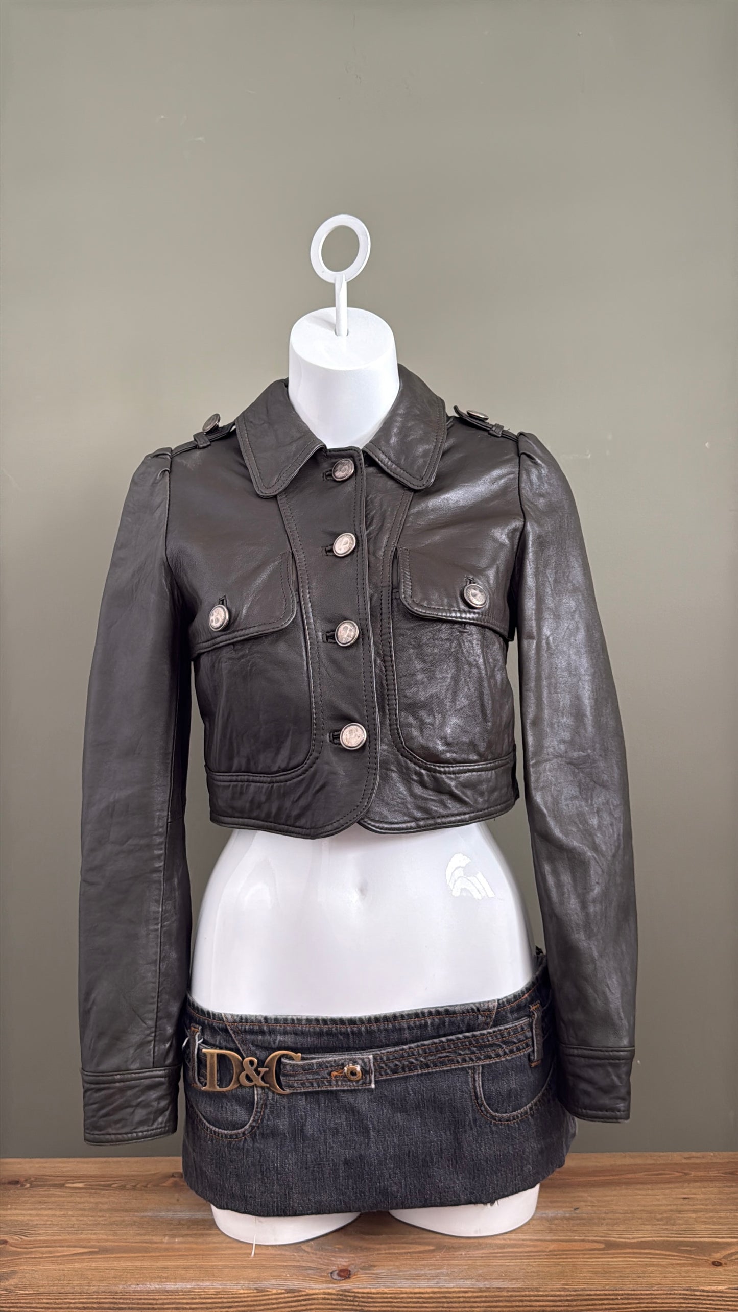 Cropped Leather Jacket (UK10)