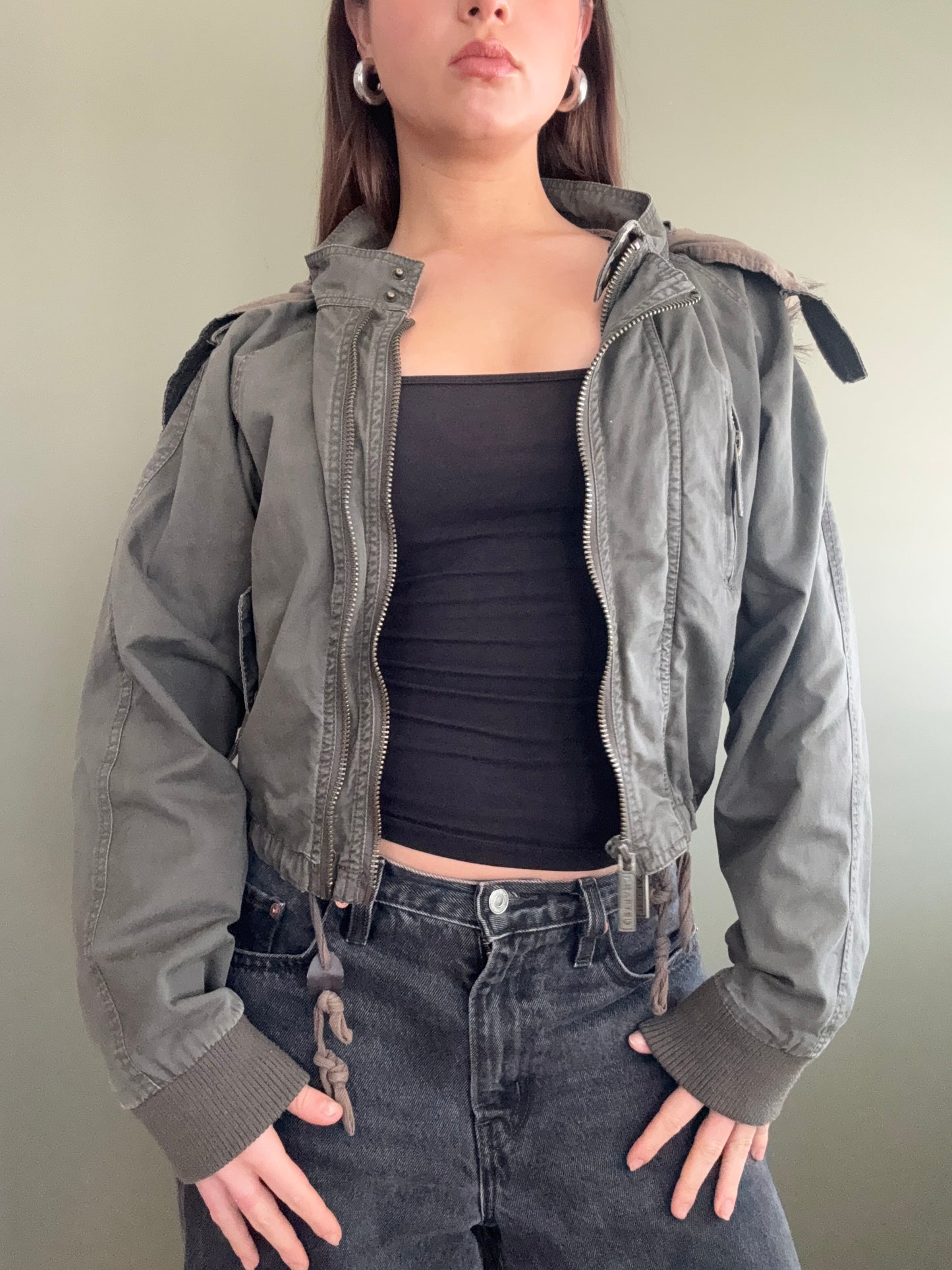 Khaki Bomber Jacket (UK6)