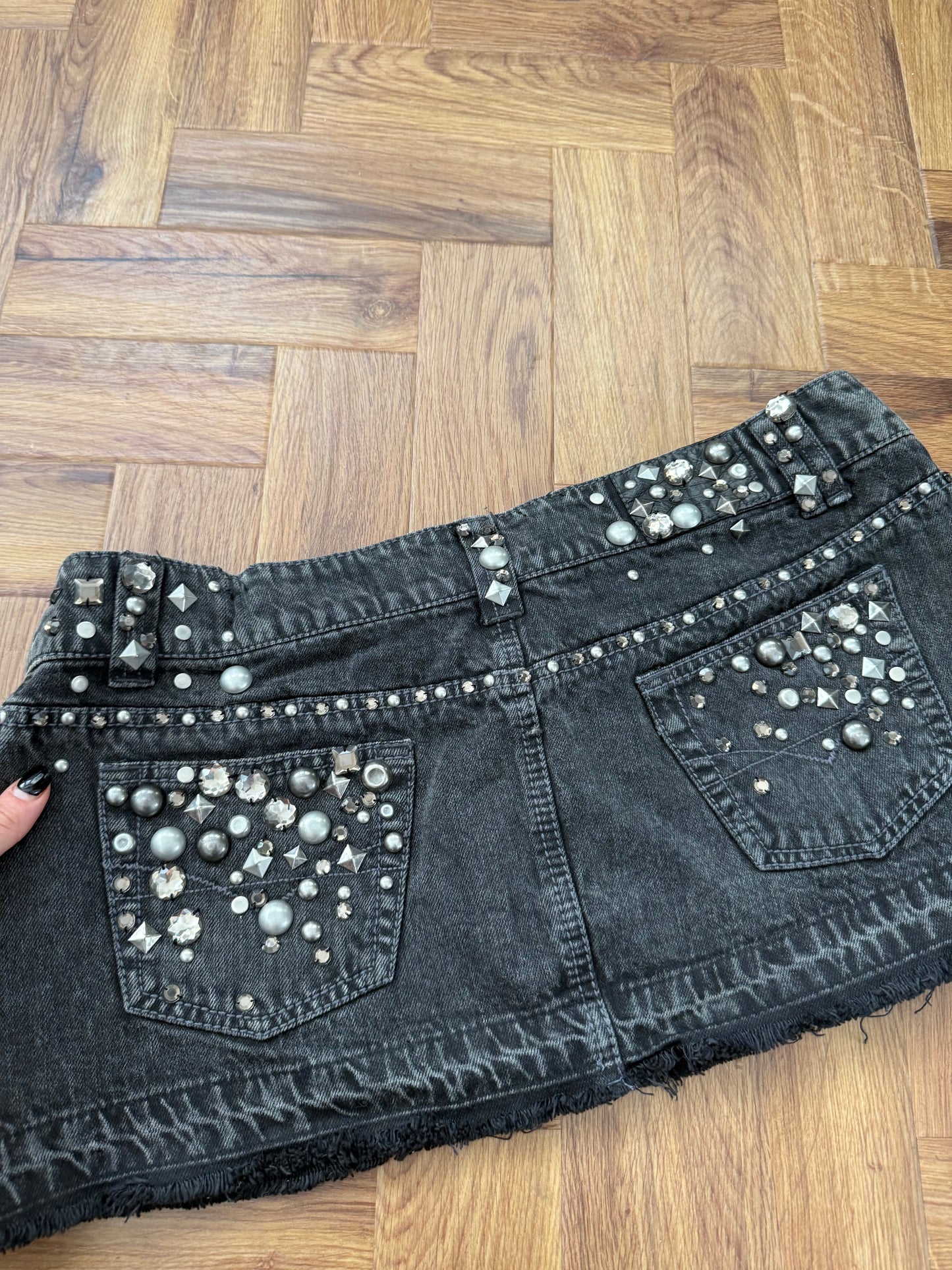 Y2K Studded Mini Skirt (UK12)