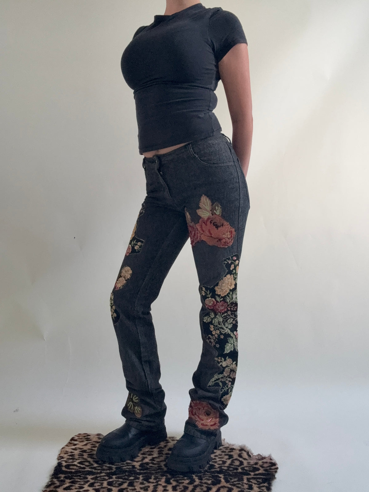Morgan De Toi Embroidered Patchwork Jeans (S)