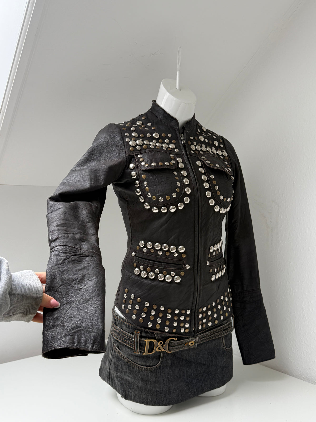 Allsaints Leather Studded Jacket (UK8)