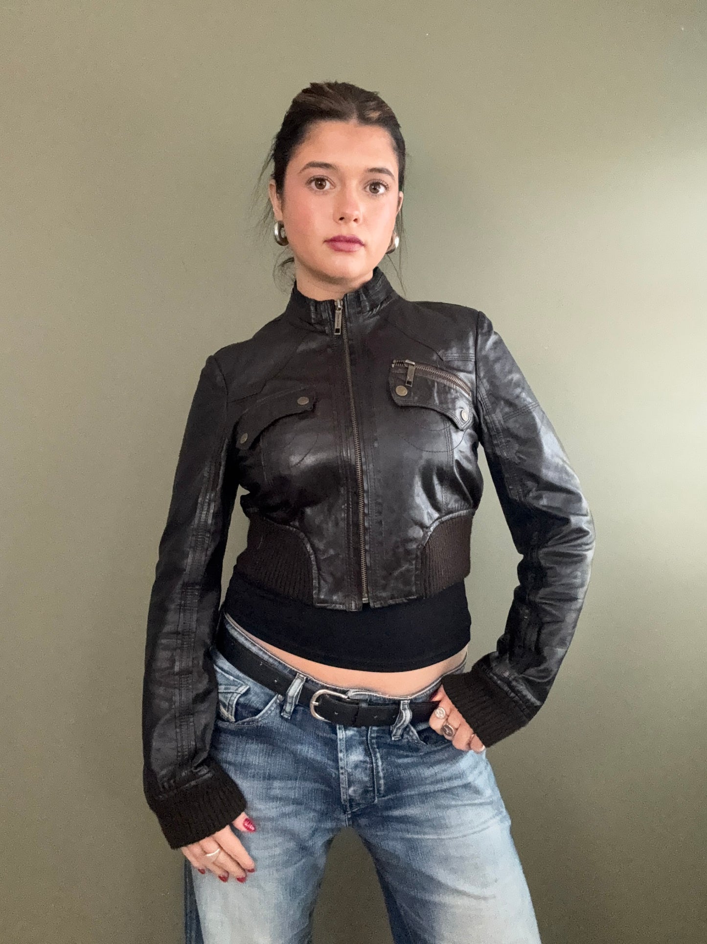 Cropped Leather Jacket (UK12)