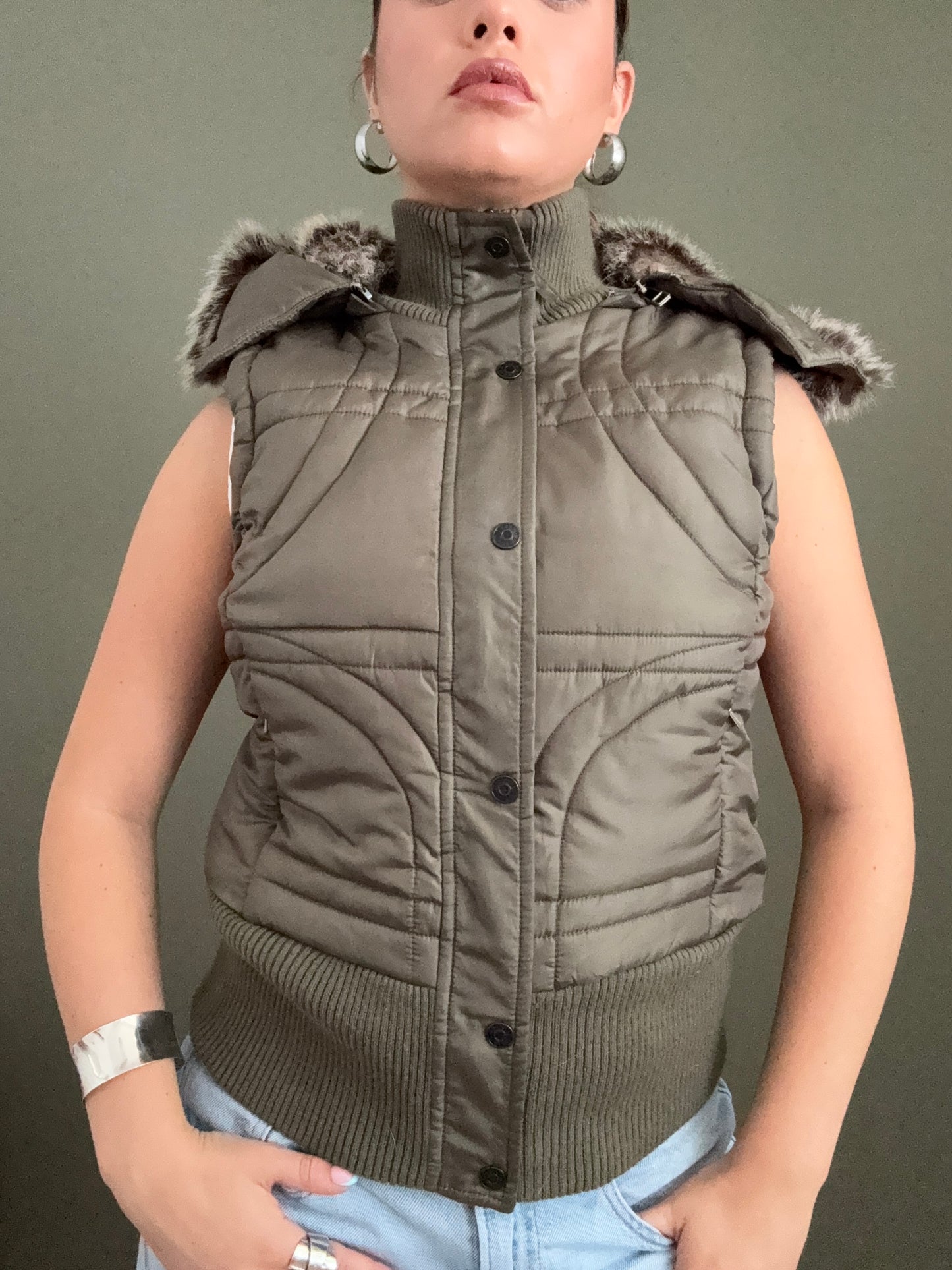 Khaki Y2K Gilet (UK8)