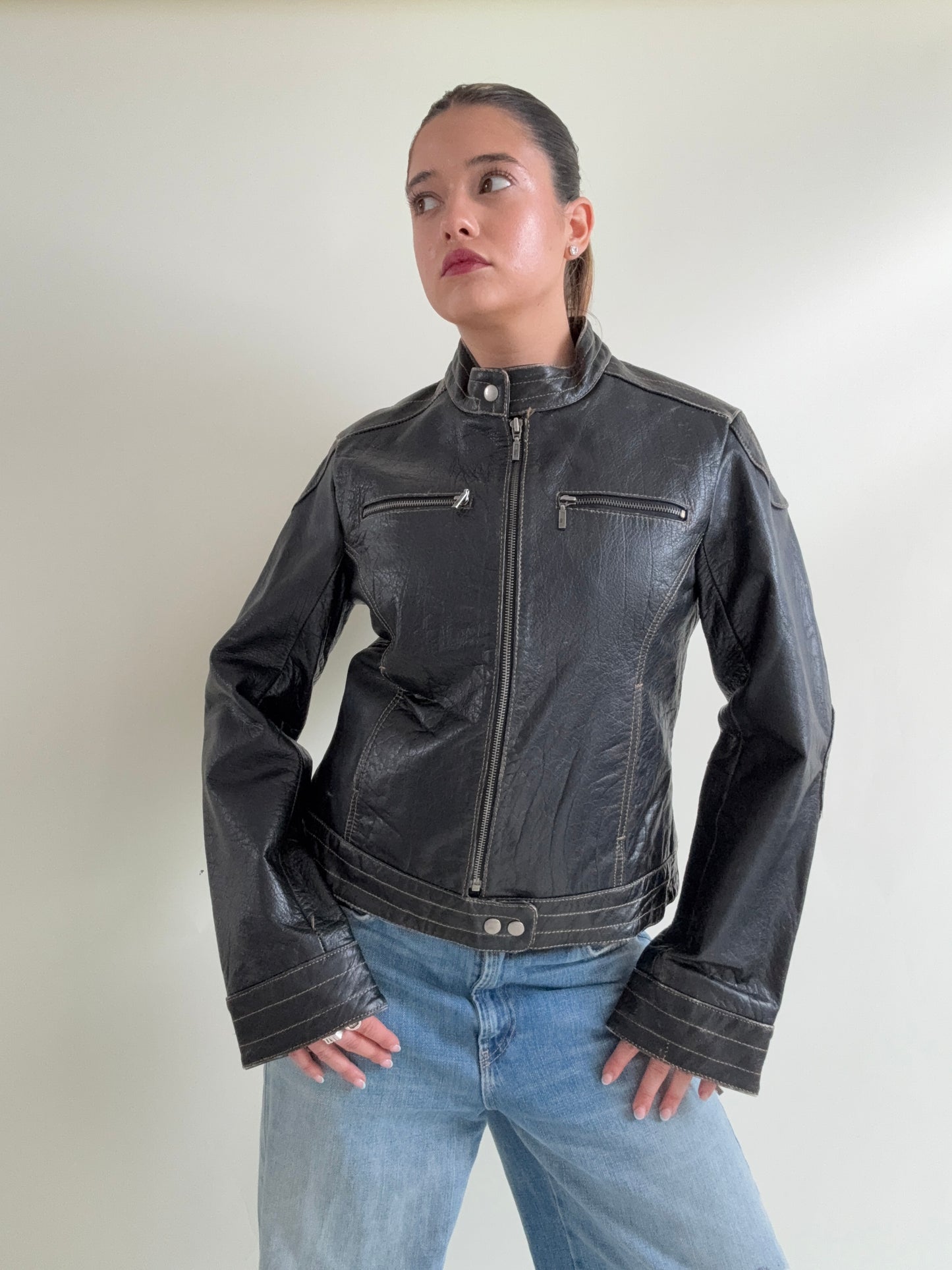 Leather Biker Jacket (L)