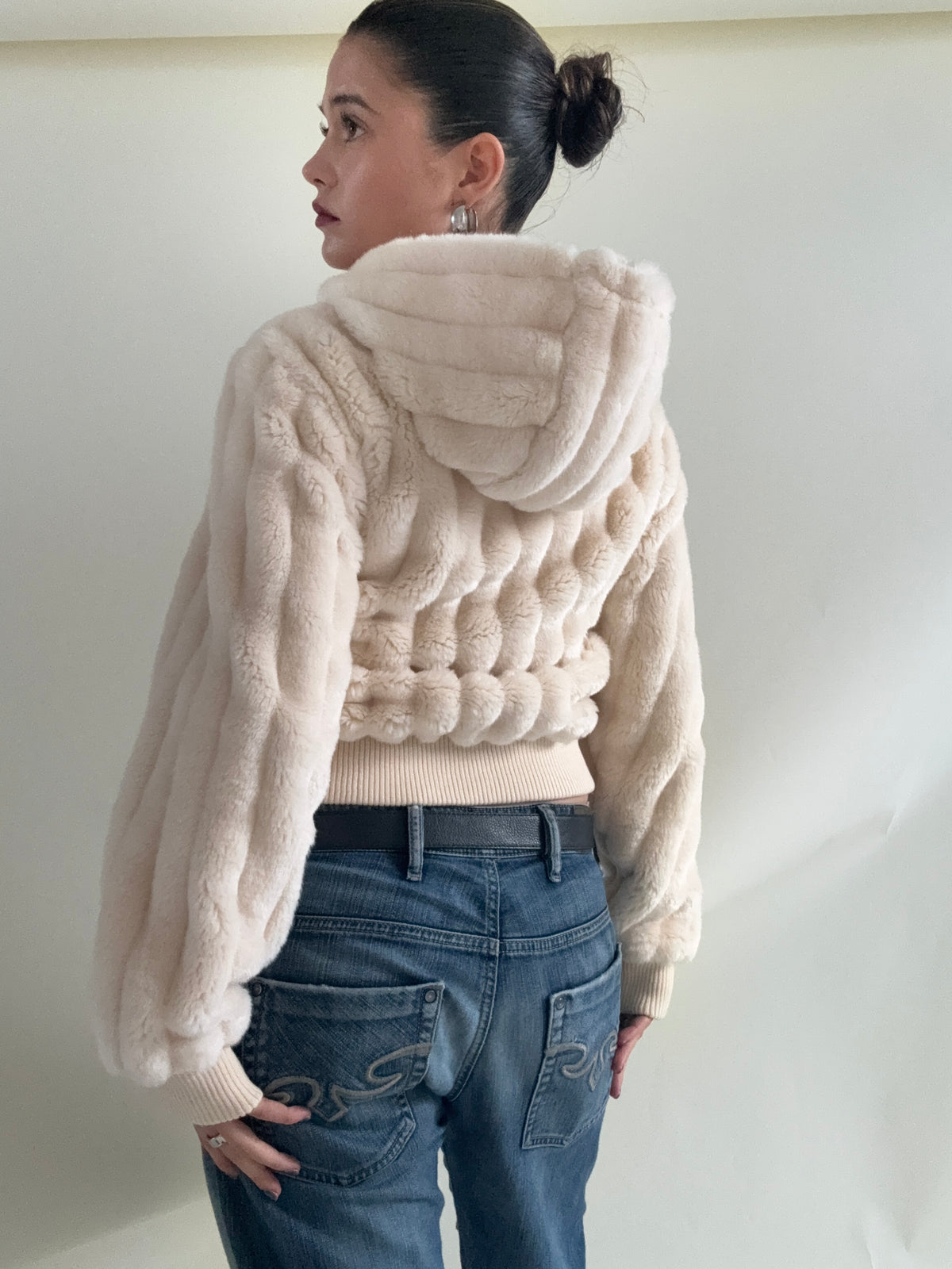 Faux Fur Hooded Jacket (XS)