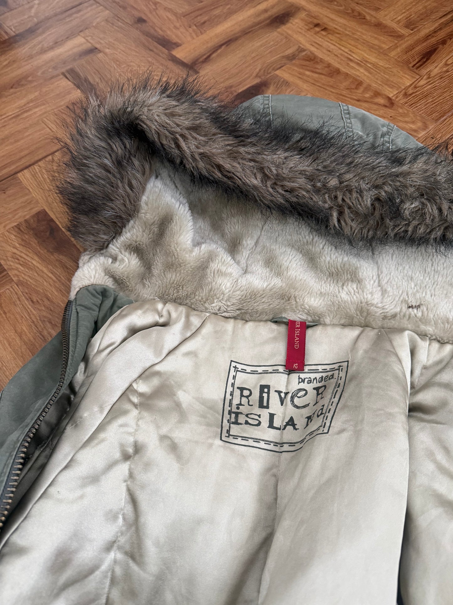 Khaki Y2K Bomber Jacket (UK12)
