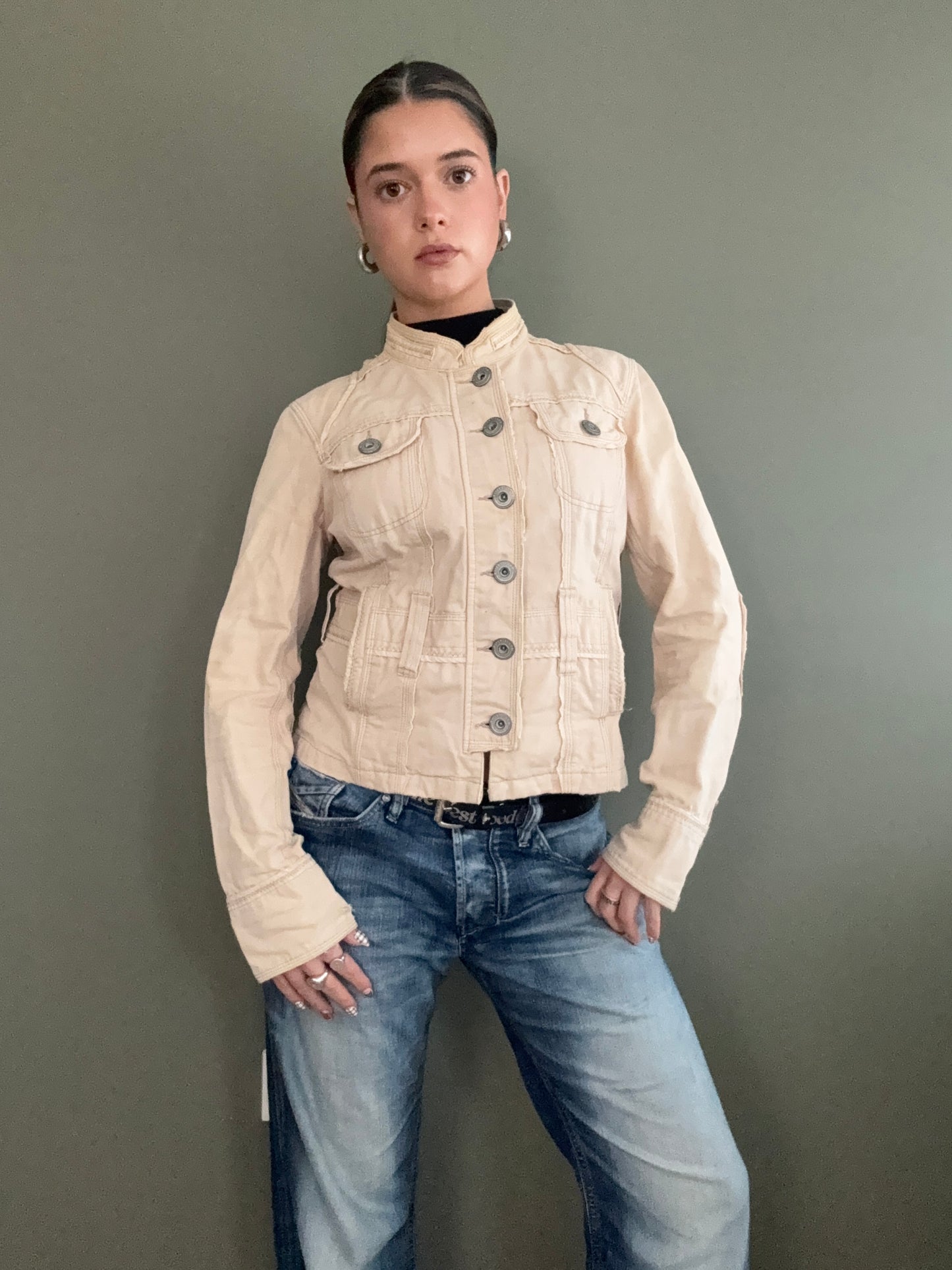 Beige Utility Button Up Jacket (UK14)