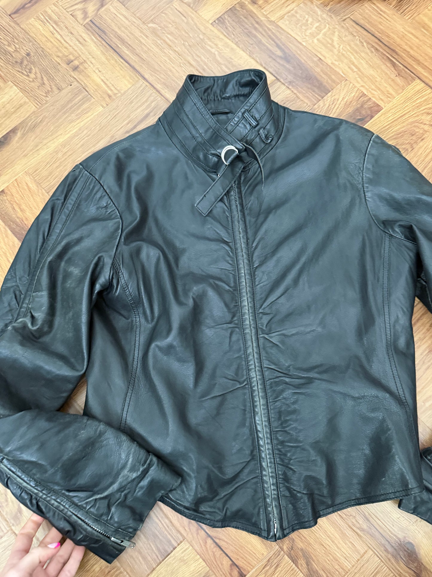 Leather Ruched Jacket (UK14)