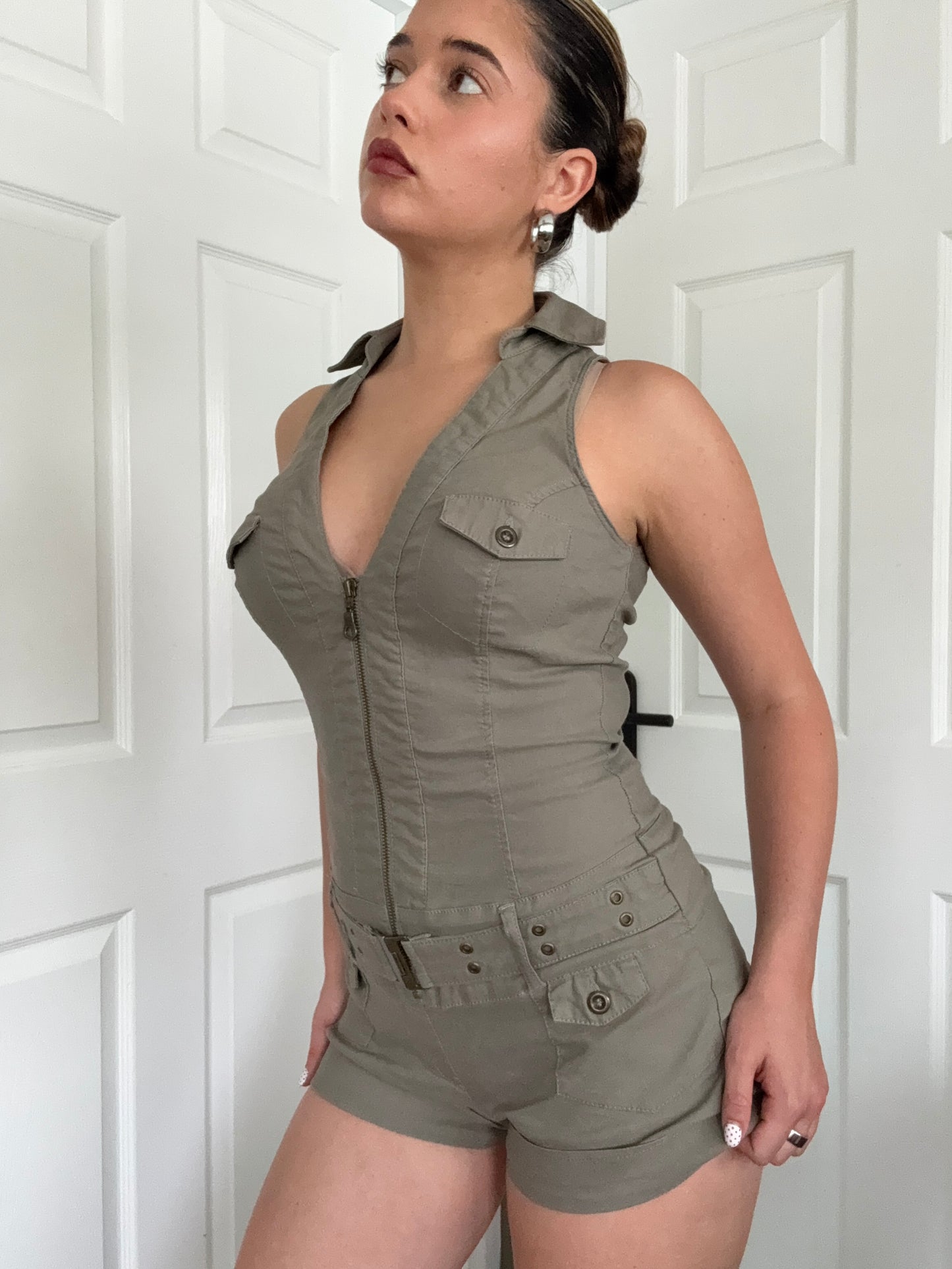 Khaki Y2K Playsuit (UK12)