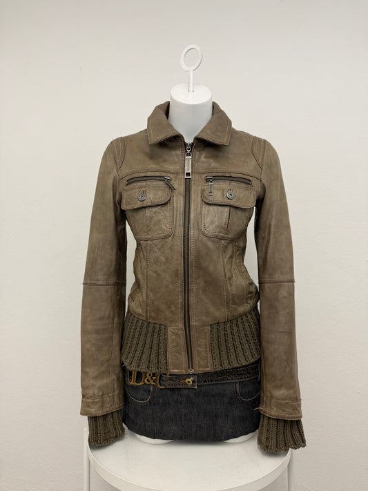 Leather Bomber Jacket (UK12)