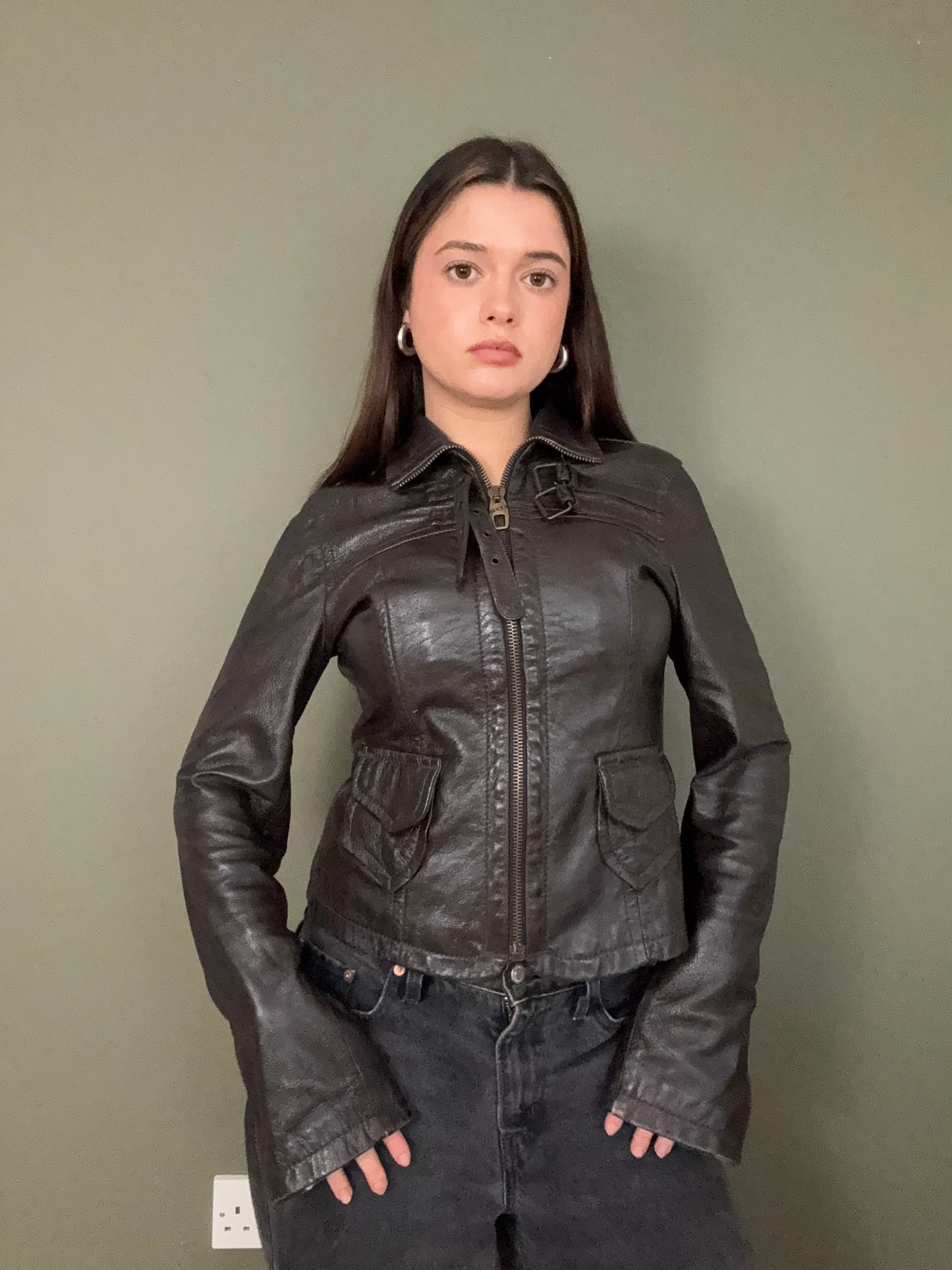 Miss Sixty Buckle Leather Jacket (M)