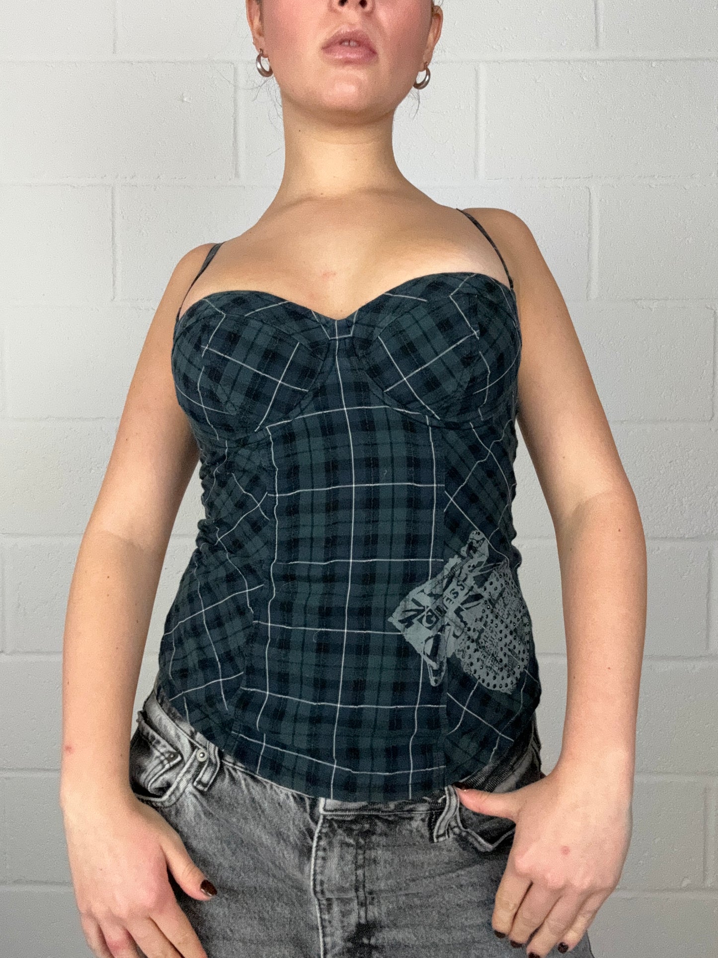 Guess Tartan Corset Top (S)