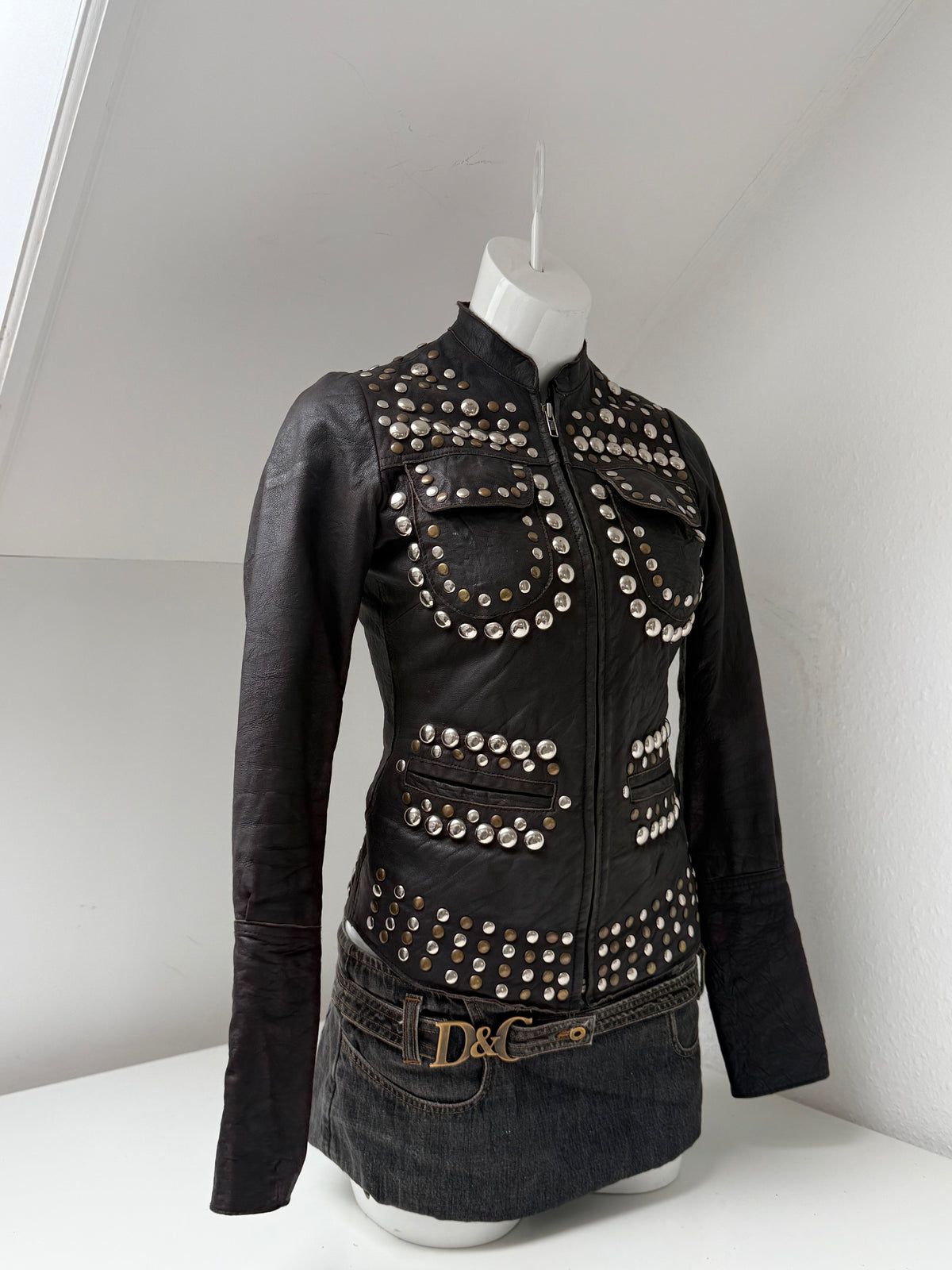 Allsaints Leather Studded Jacket (UK8)