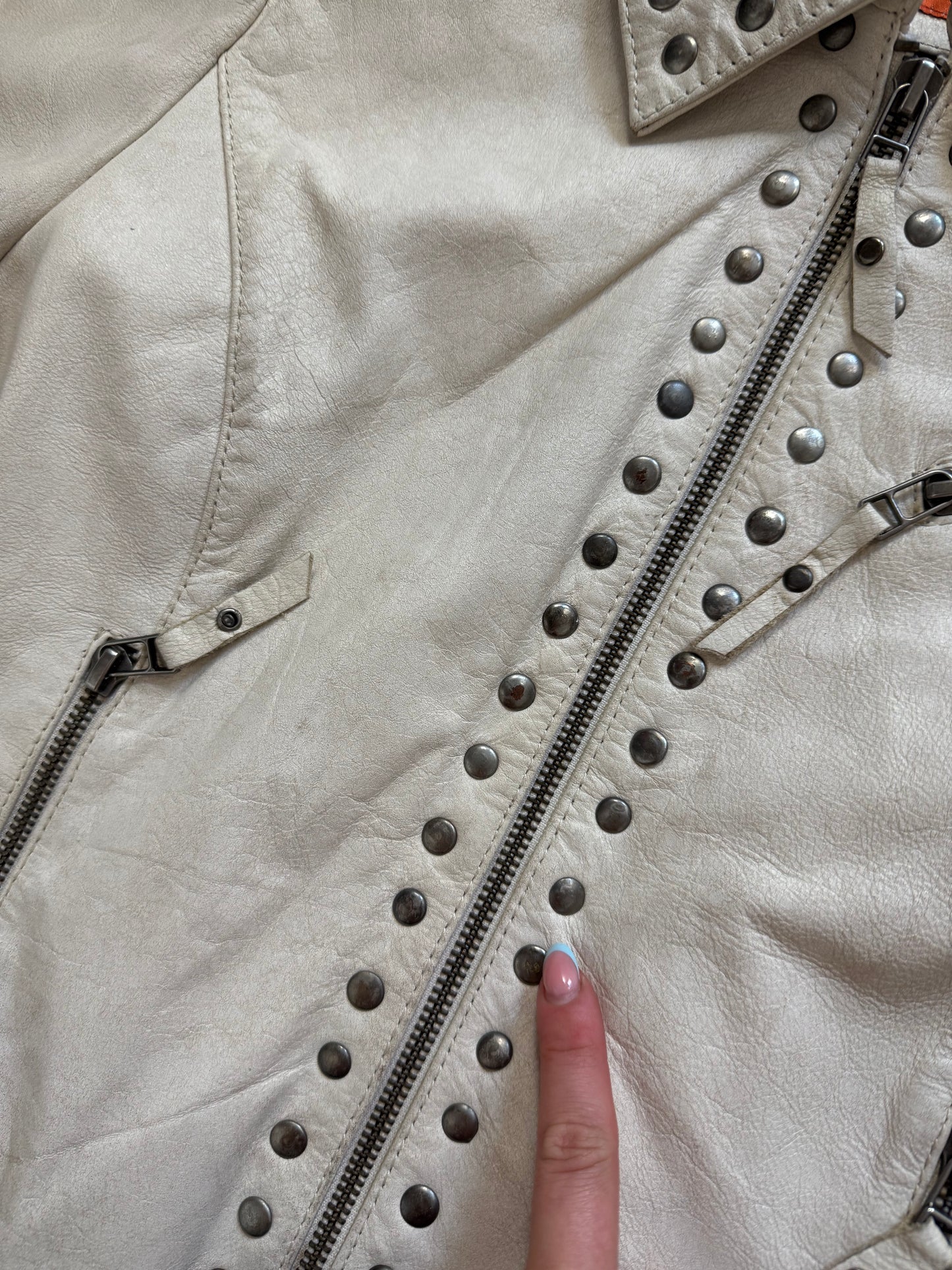 Cream Leather Jacket (S)