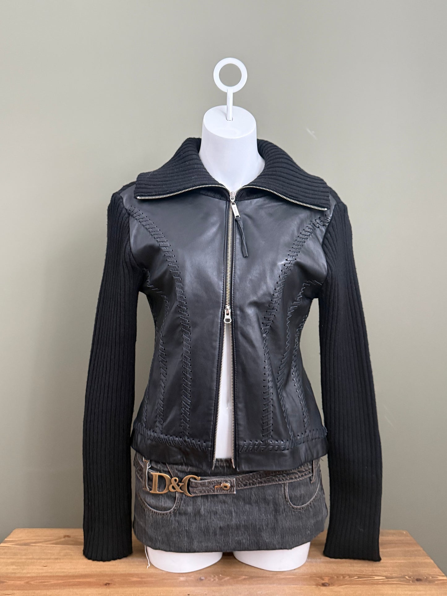 Knitted Leather Jacket (UK14)