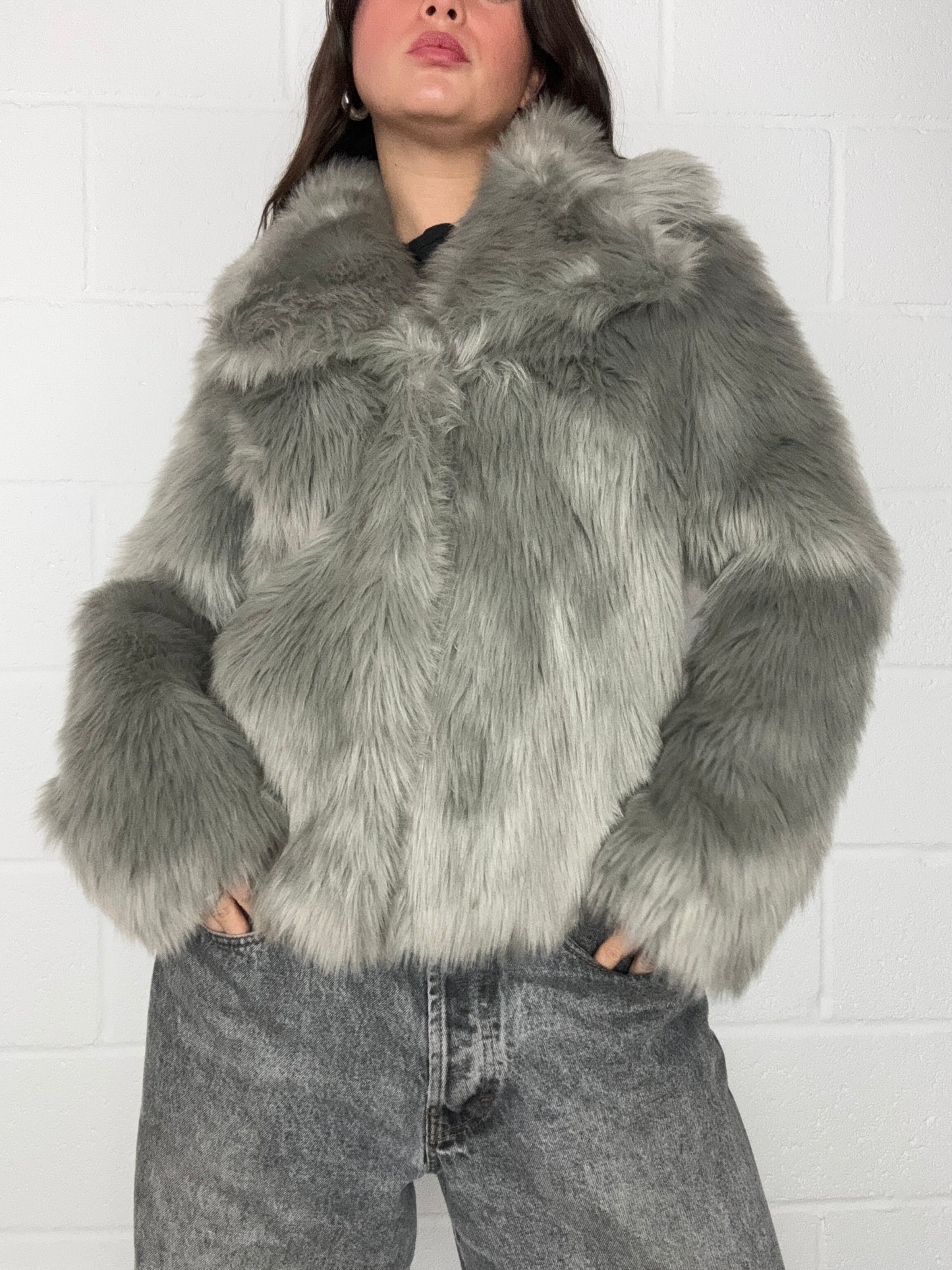 Grey Faux Fur Jacket