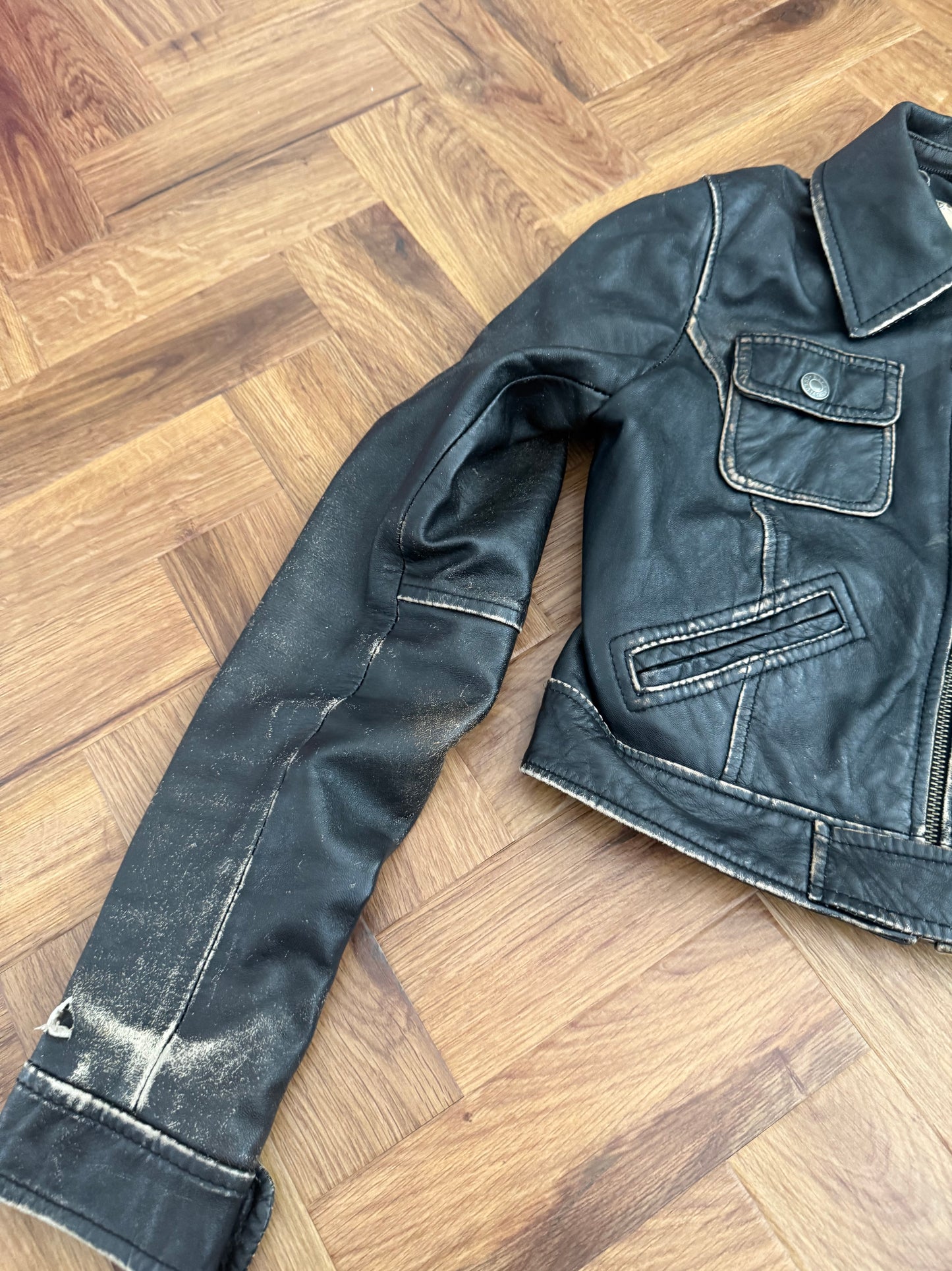Cropped Leather Jacket (UK10)