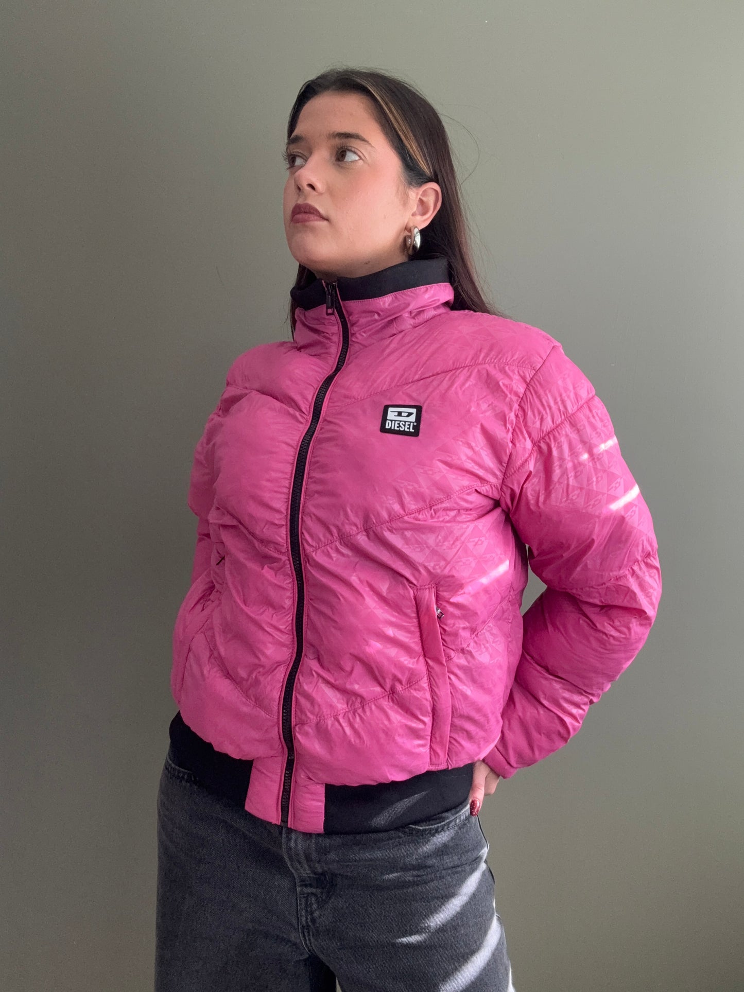 Diesel Pink Puffer Jacket (S)