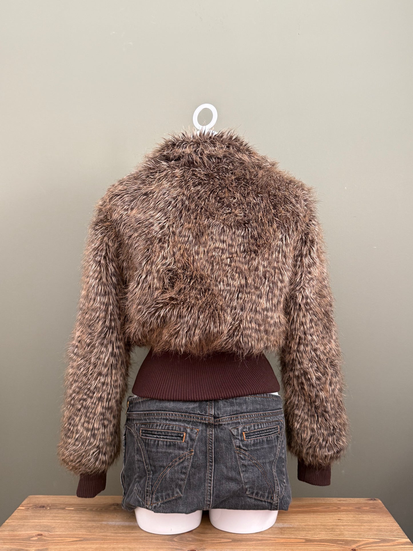 Faux Fur Leopard Bomber Jacket (UK10)